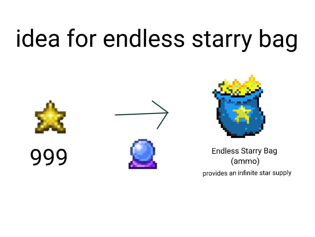 [2022] endless starry bag (idea for infinite star ammo) Terraria Dev Tracker devtrackers.gg