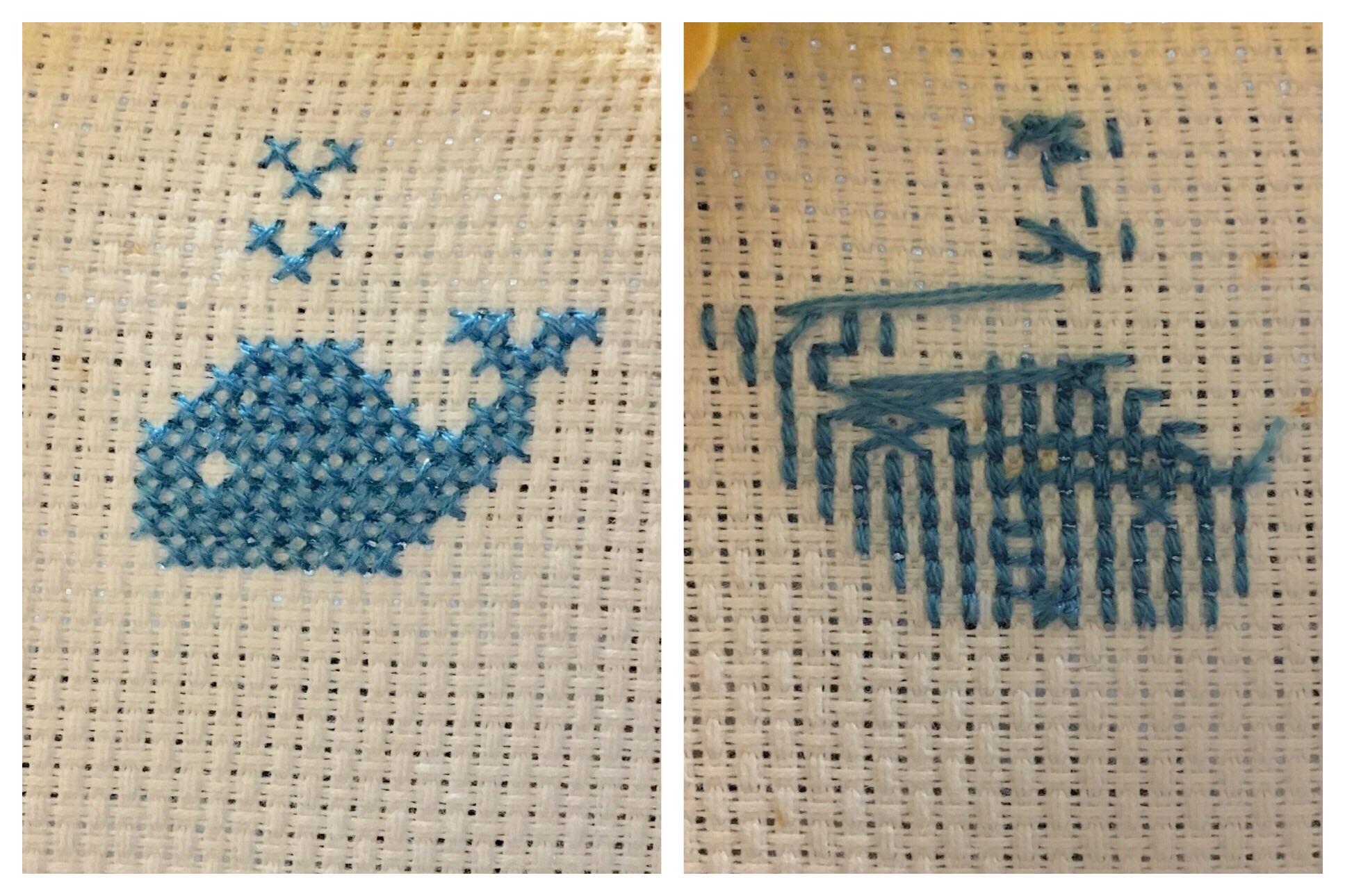 [FO] The front and back of my second cross stitch! I got lazy and