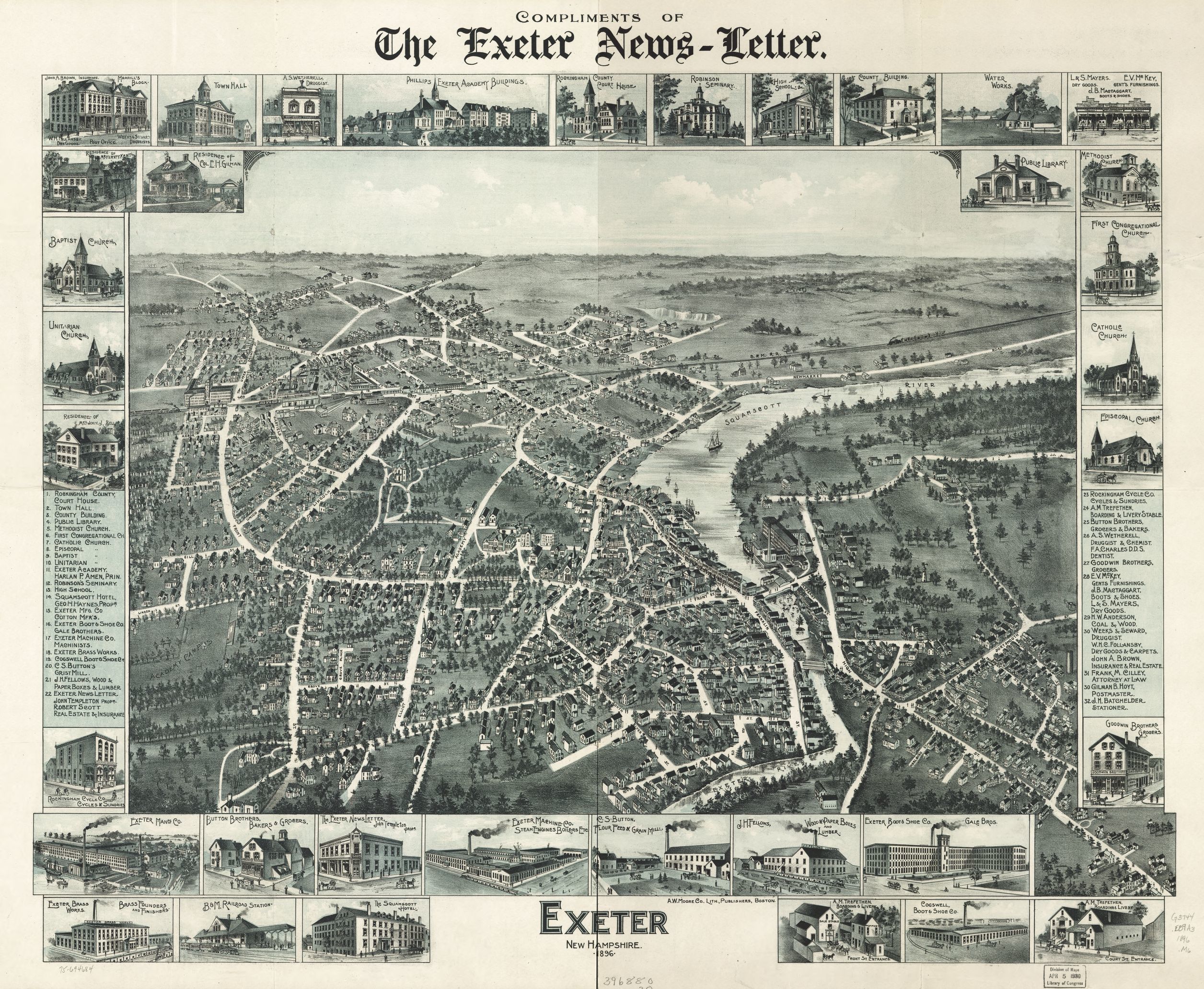 A view of Exeter, New Hampshire, 1896 (USA) r/papertowns