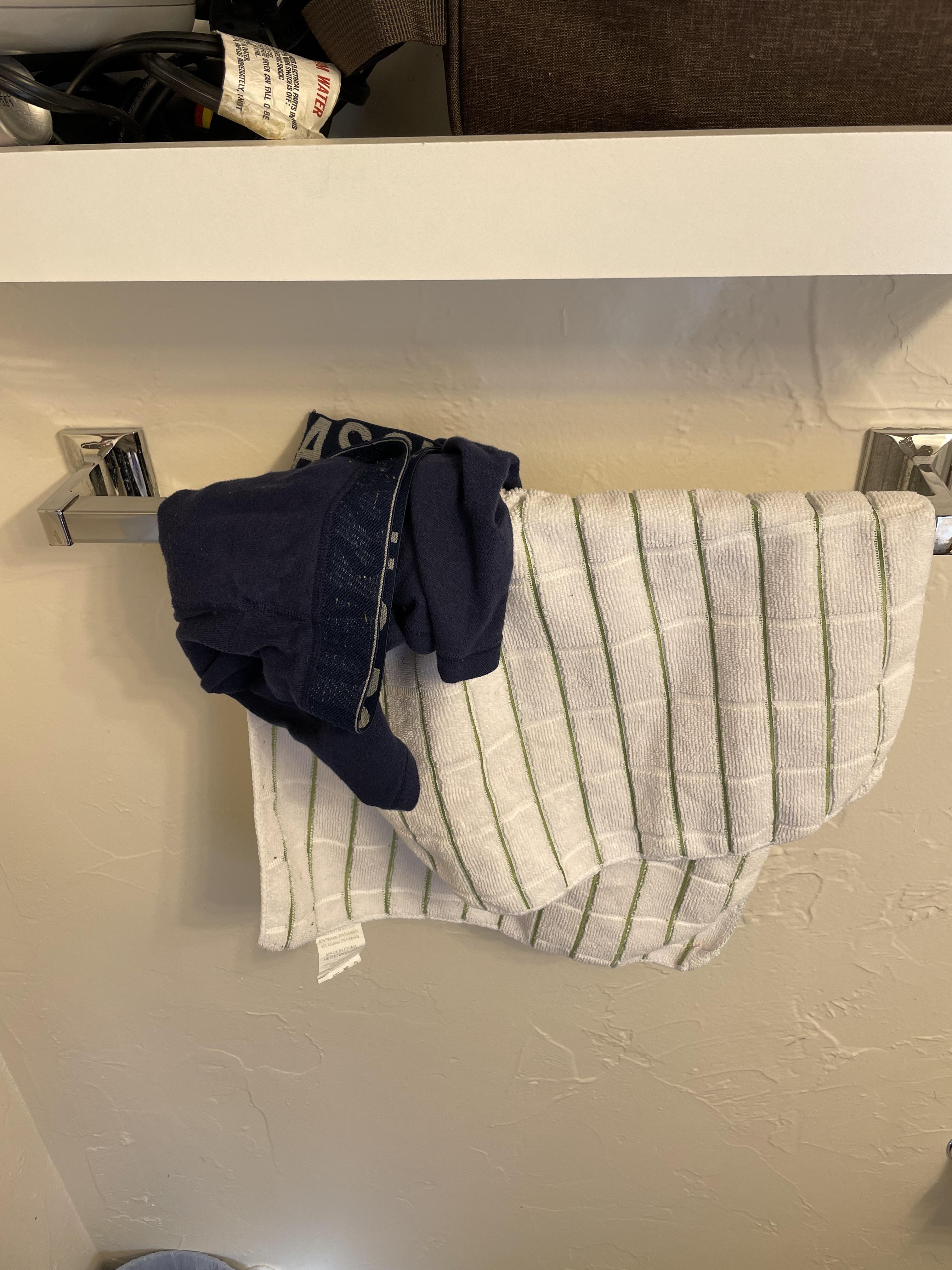 Roommate left his used dirty underwear on top of the shared hand/face