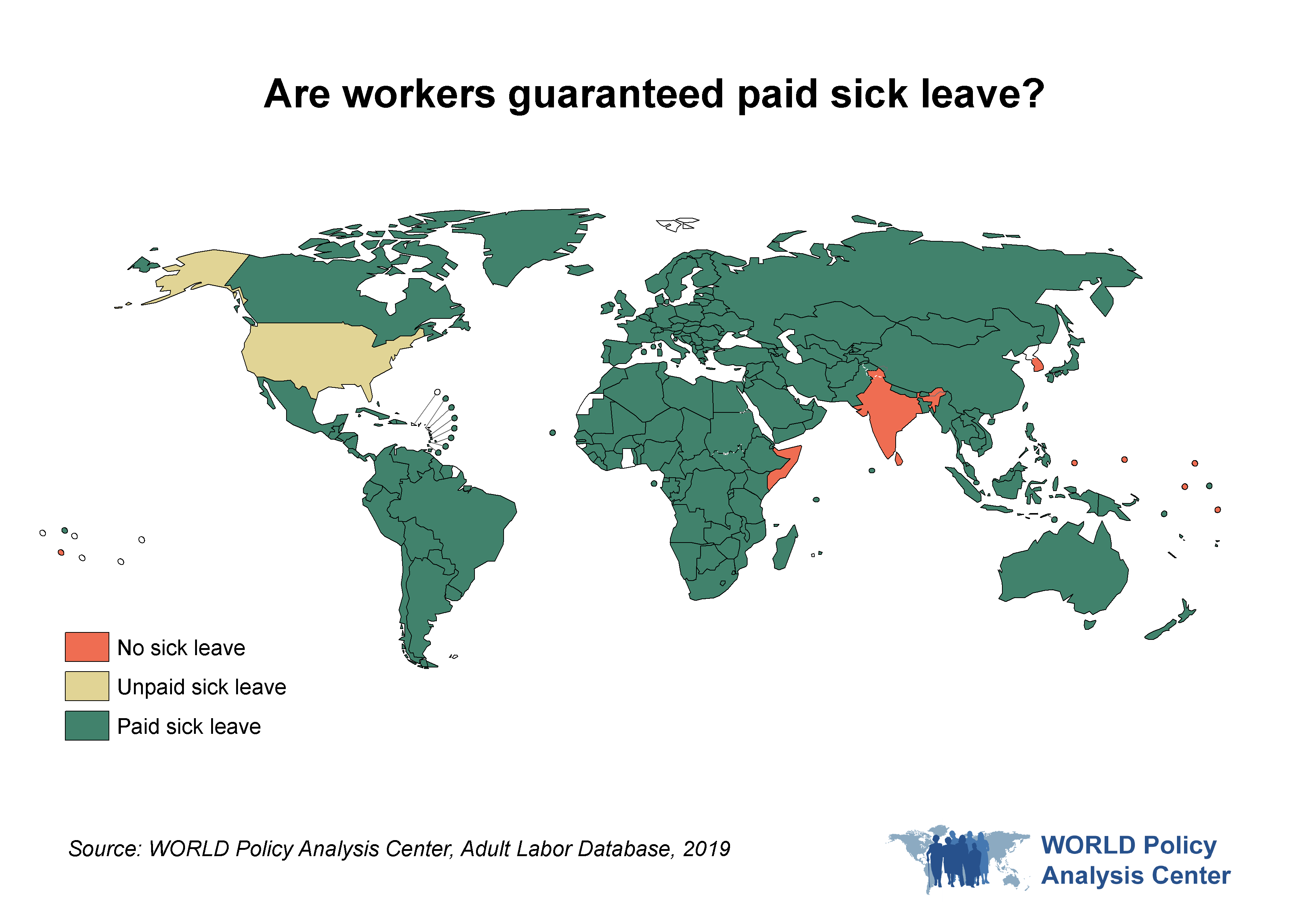 Are workers guaranteed paid sick leave? [OC] r/dataisbeautiful