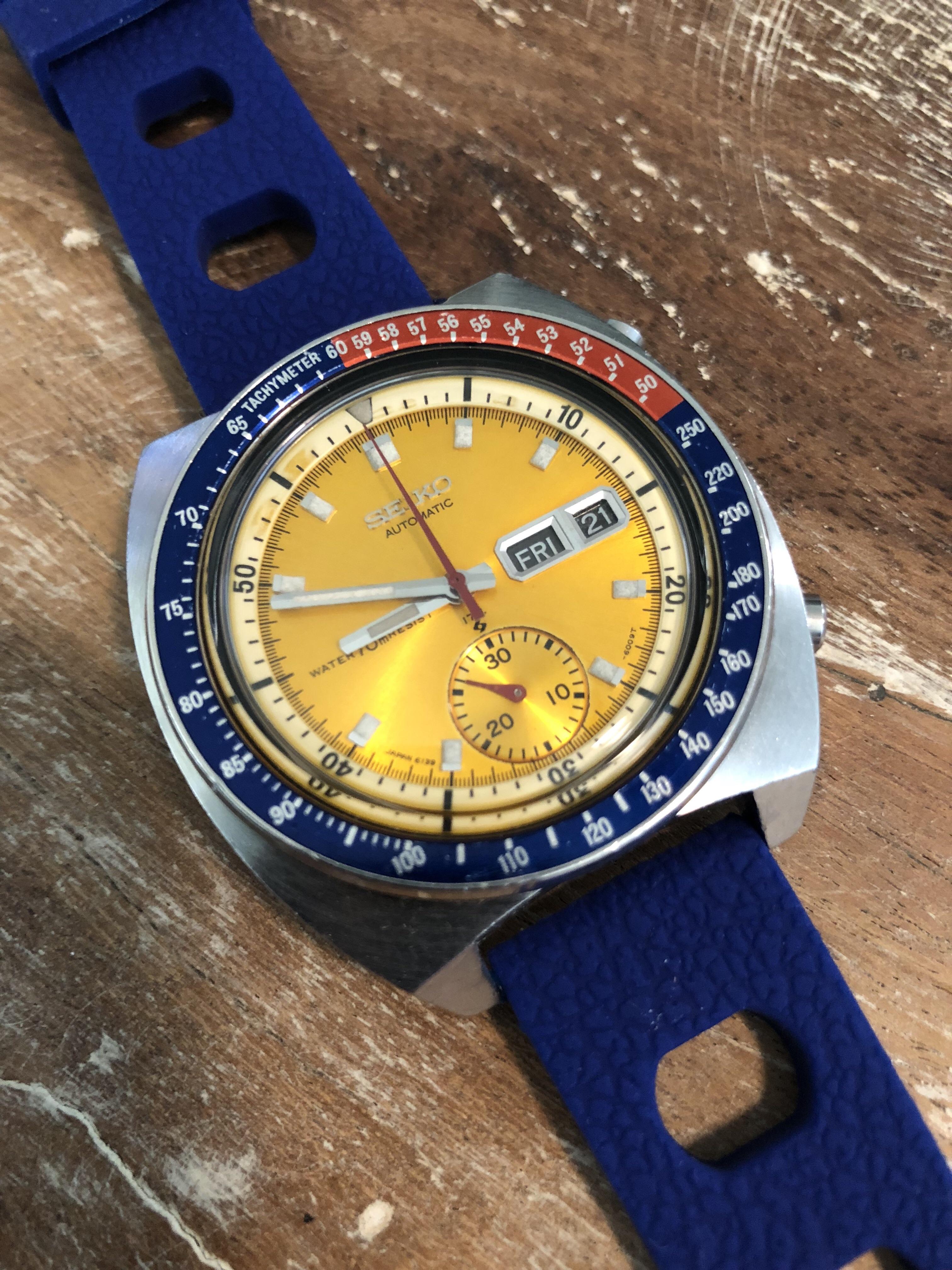 Seiko 61396005 Pogue on a blue rallytype strap (CheapestNATOStraps