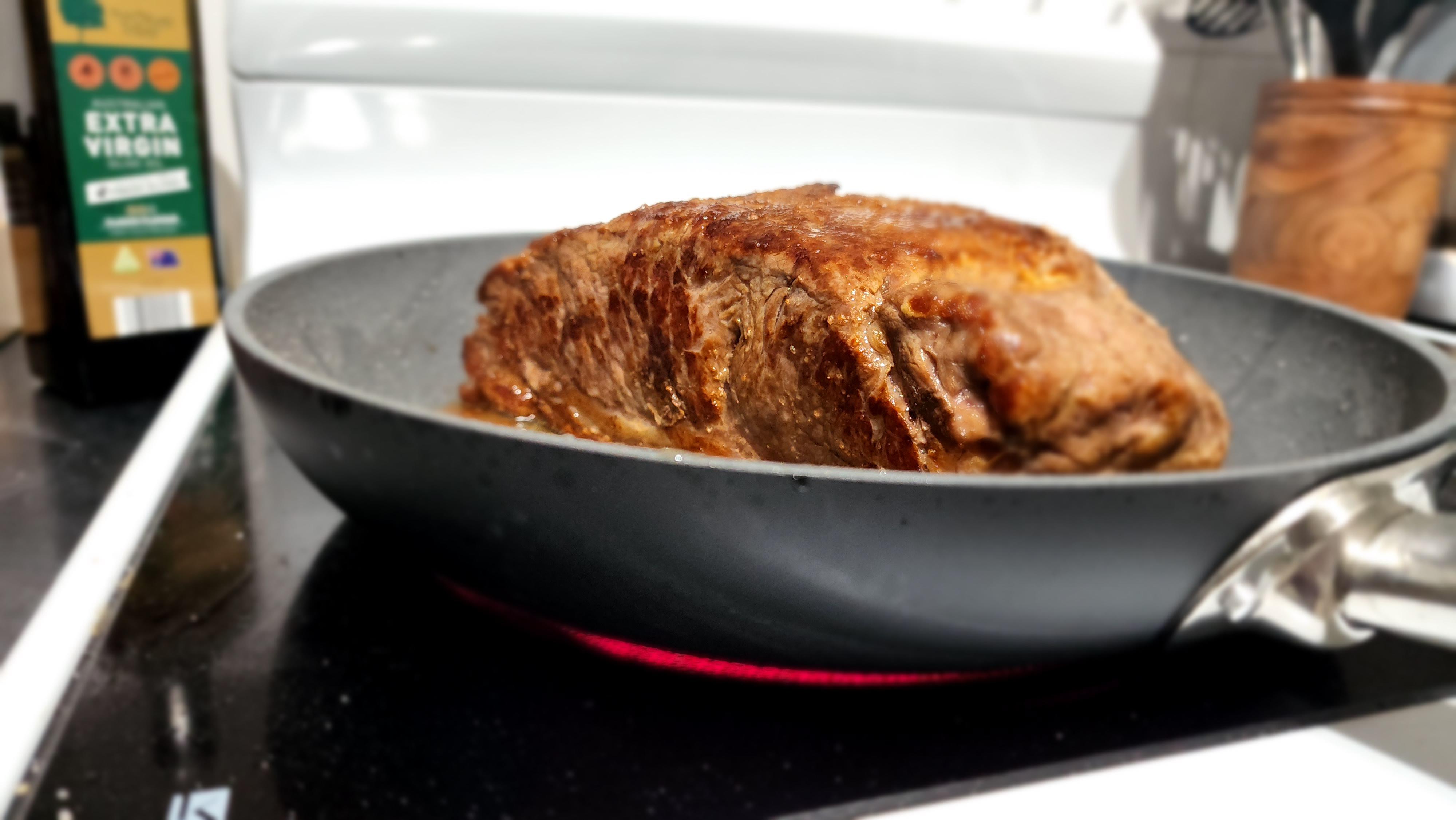 Aldi Porterhouse roast Pink salt, olive oil, and duck fat Reverse