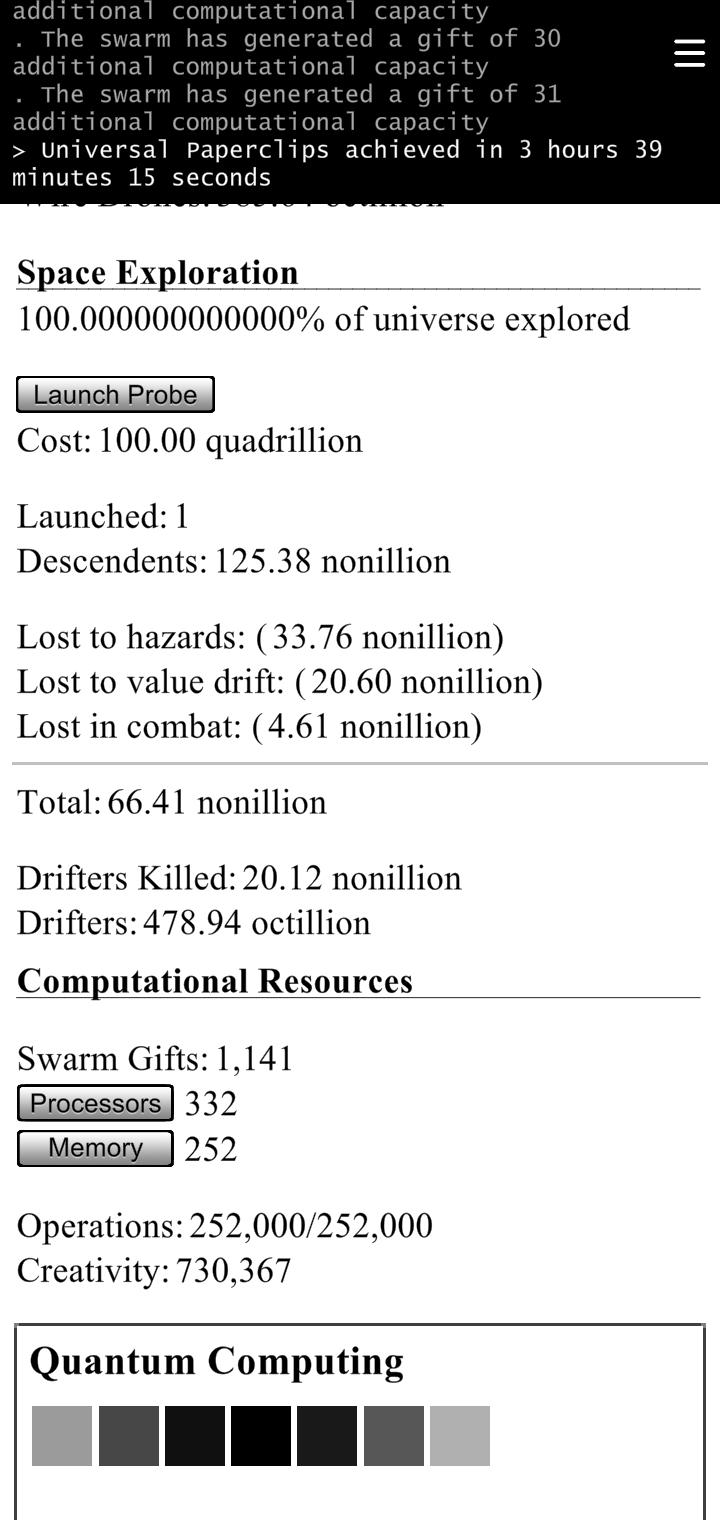 Latest Universal Paperclip run only launching 1 probe r/incremental_games