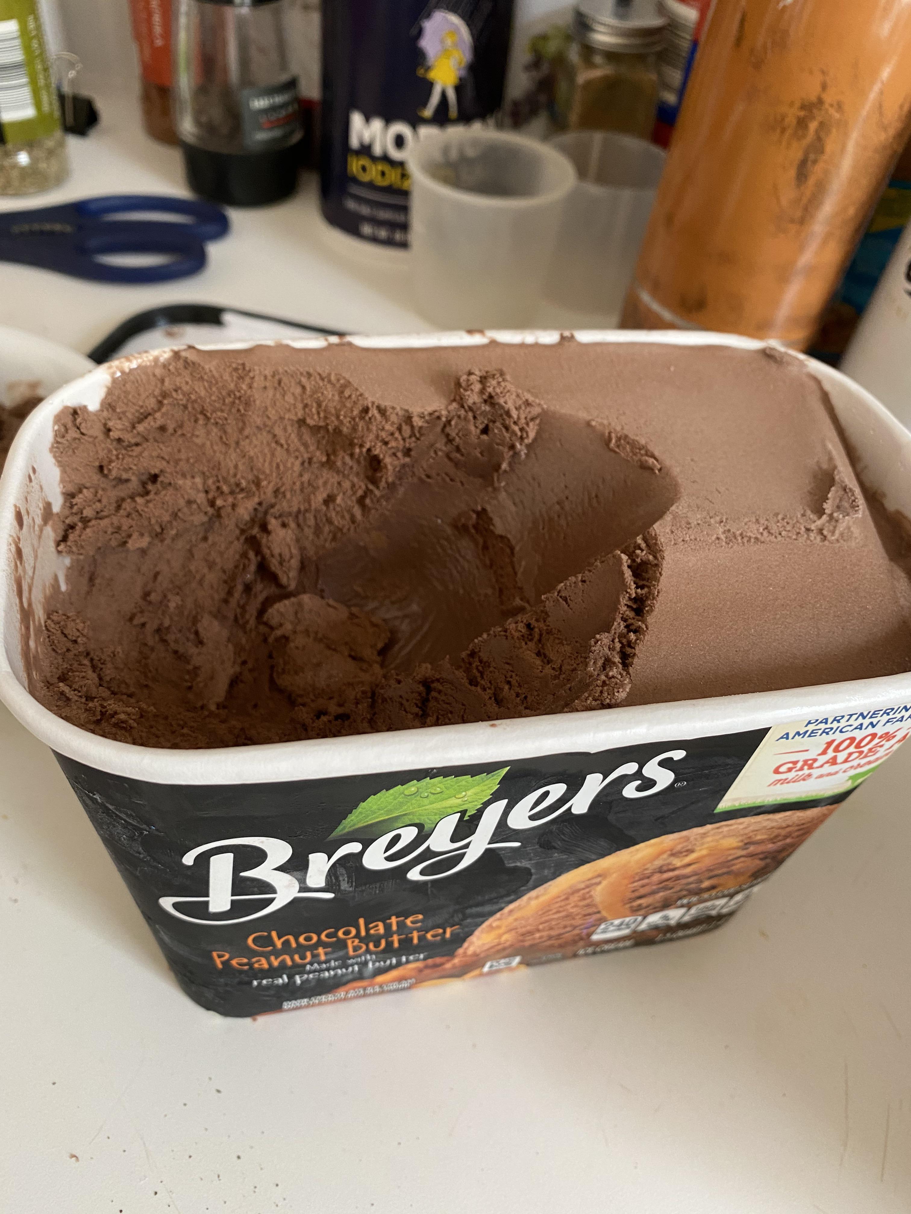 My chocolate peanut butter ice cream ended up being plain chocolate r