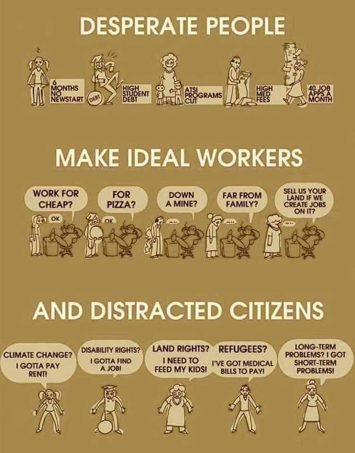 Desperate People Make Ideal Workers and Distracted Citizens {via Steve