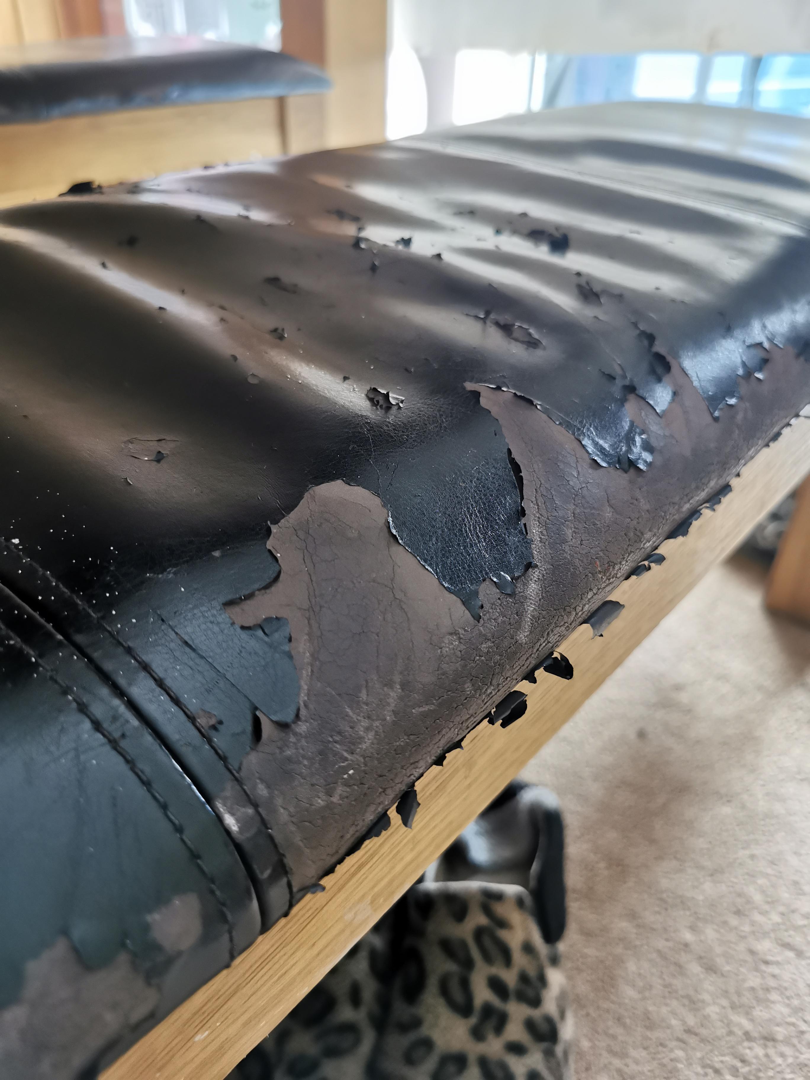 How to stop this leather bench from shredding any further or a possible fix. r/howto