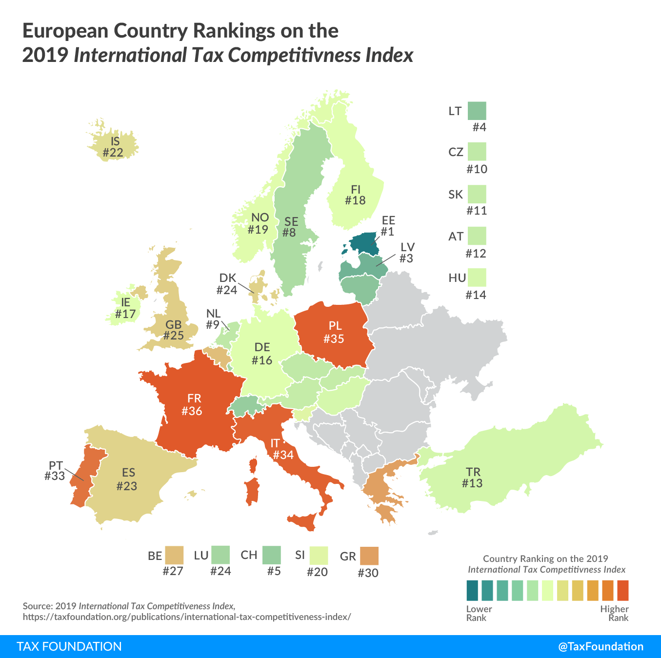 European Countries by Tax Competitiveness Index 2019 r/europe