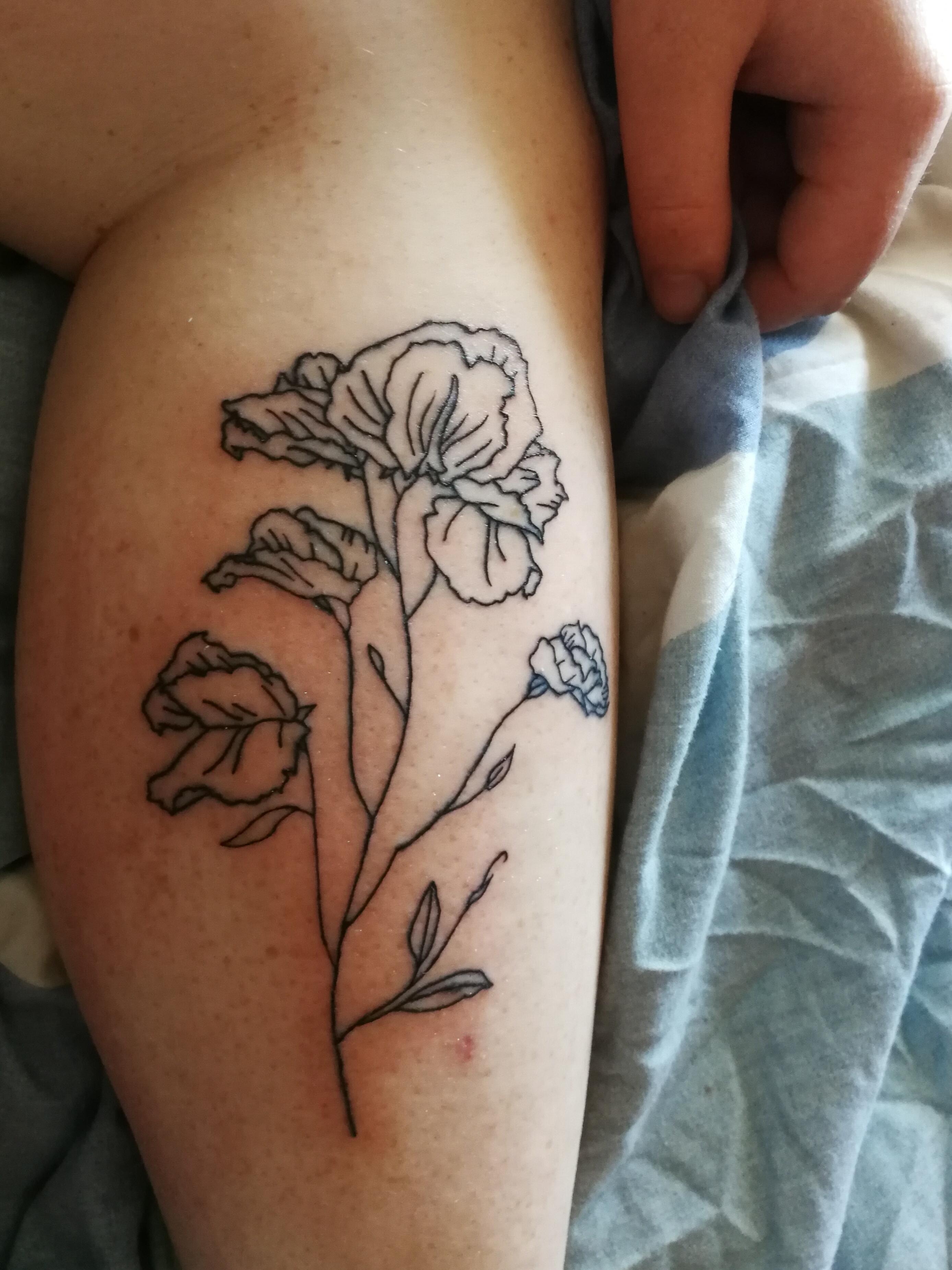 My first big piece a sweet pea stem by Brodie Childs, Otzi Tattoo