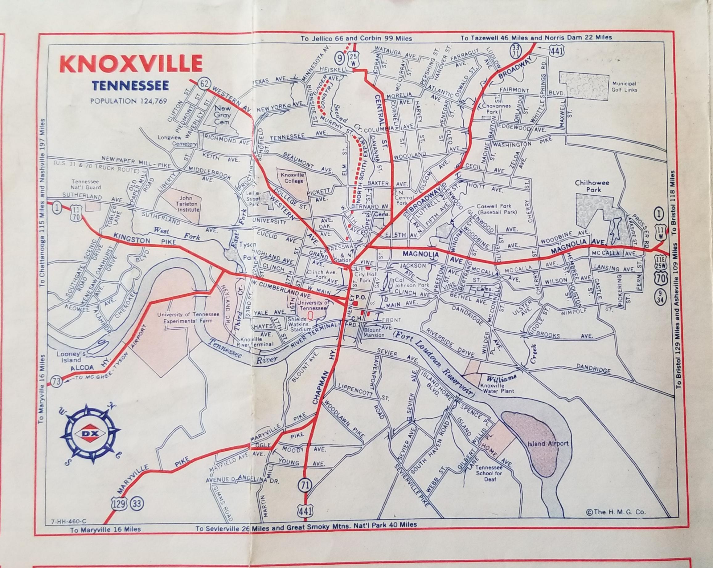 From my 1960 road map. r/Knoxville