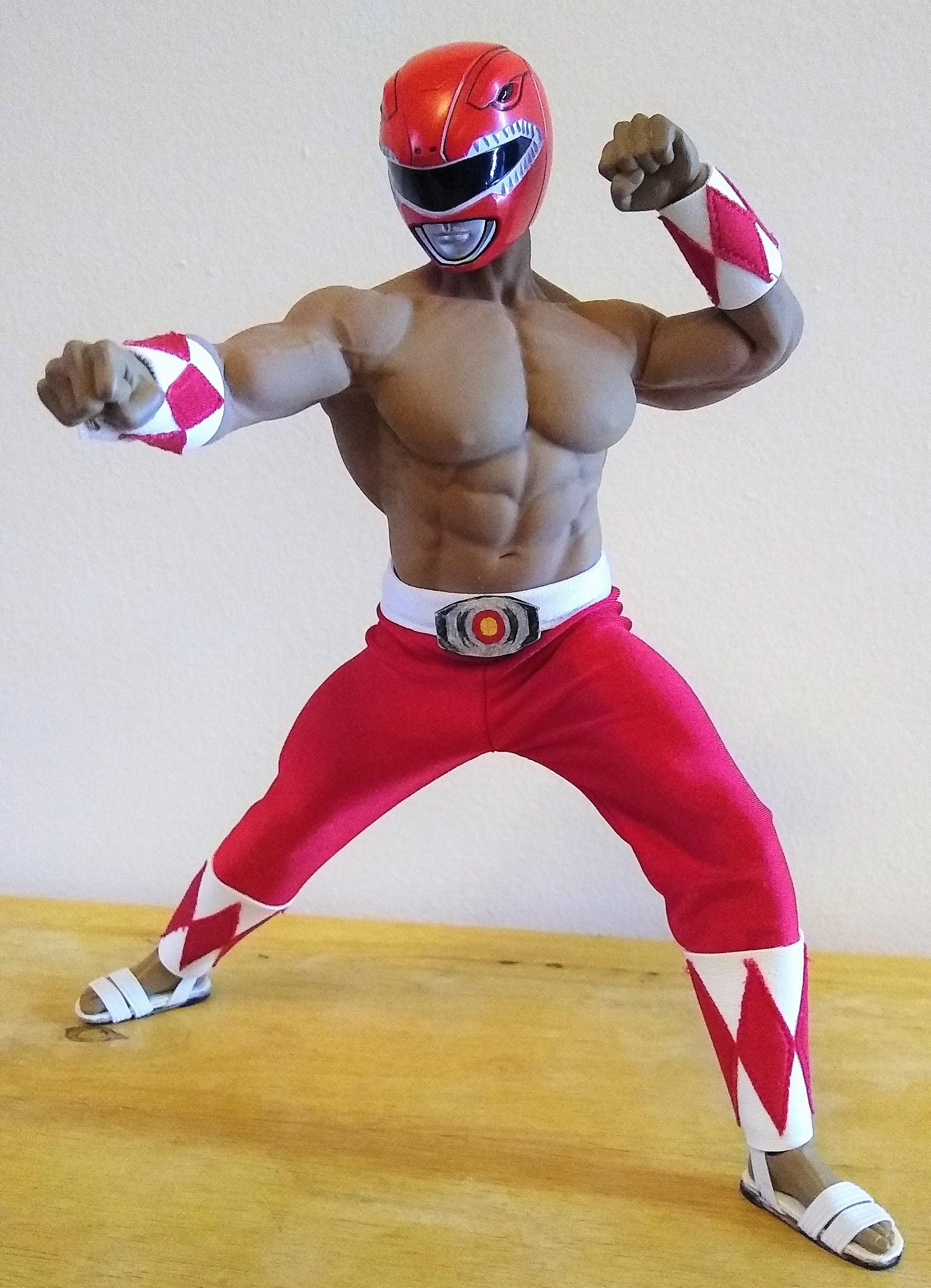 This is my custom super buff Red Ranger made from a Phicen M35 1/6