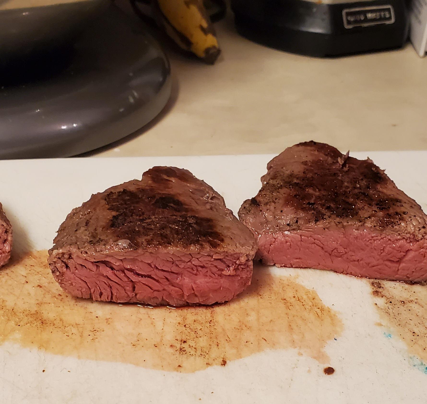 just some steaks I found buried in the freezer. 135° for 2hrs r/sousvide