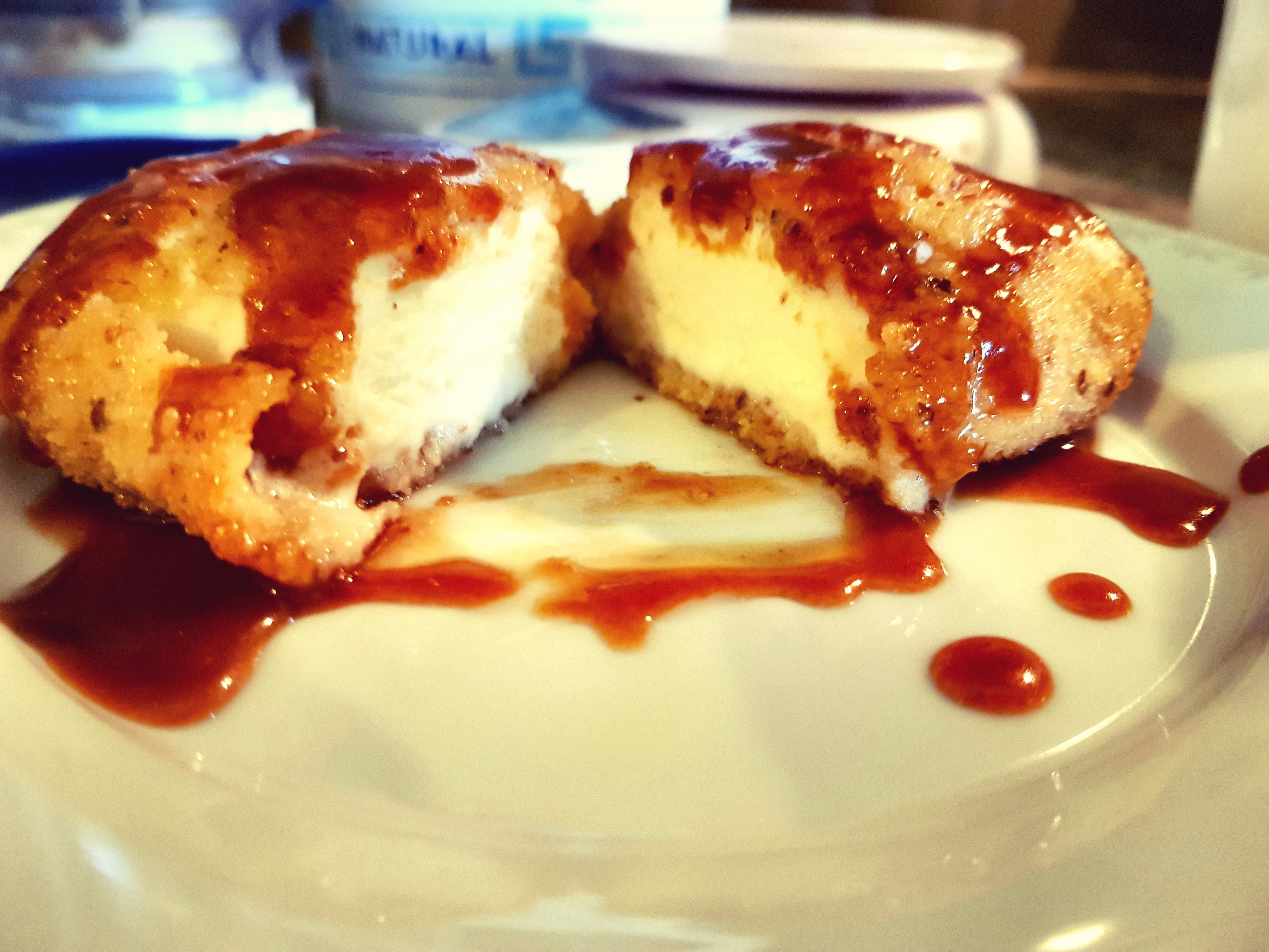 [Homemade] deep fried ice cream with homemade caramel sauce. r/food