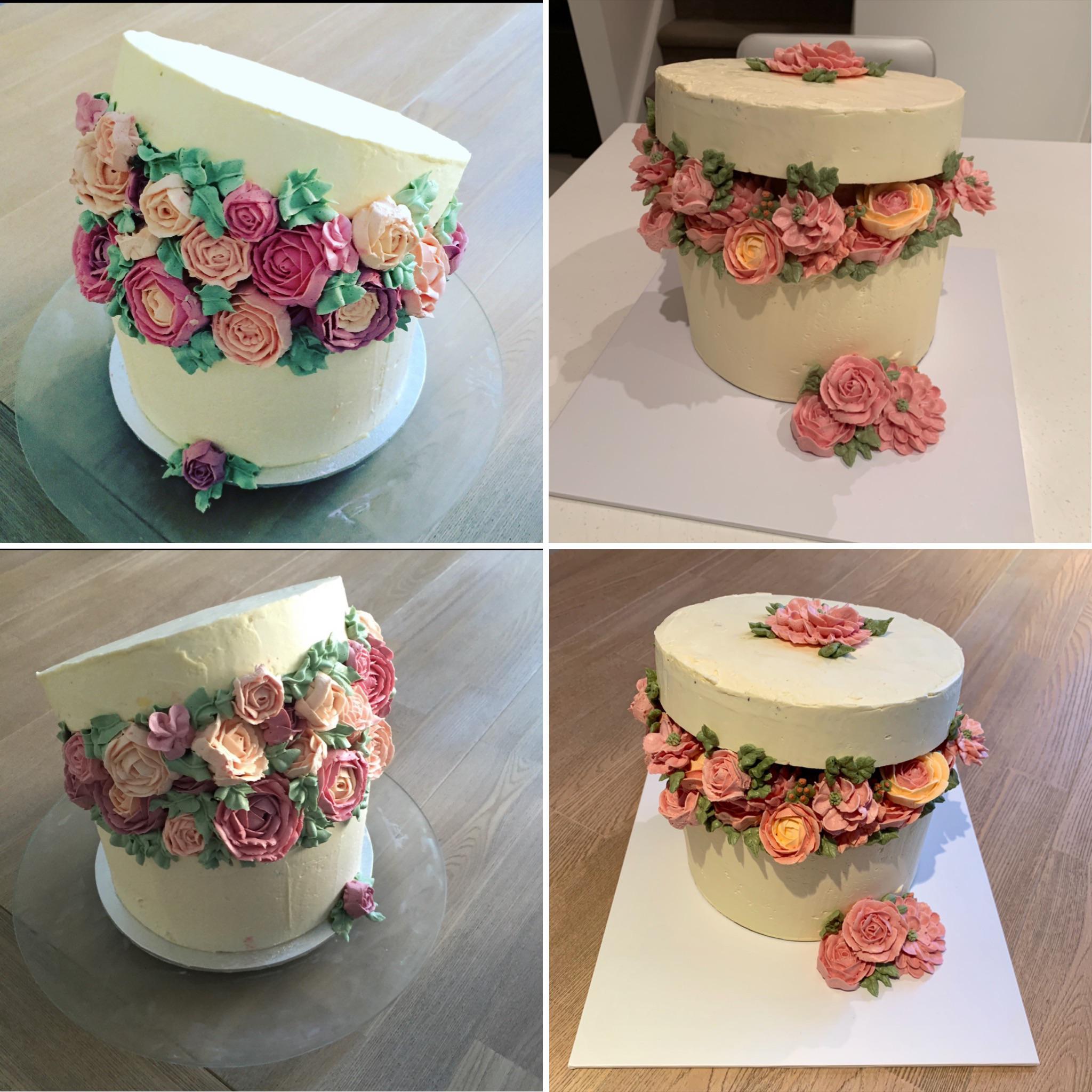 Practice makes progress. My first hatbox cake in 2016 (left), and my