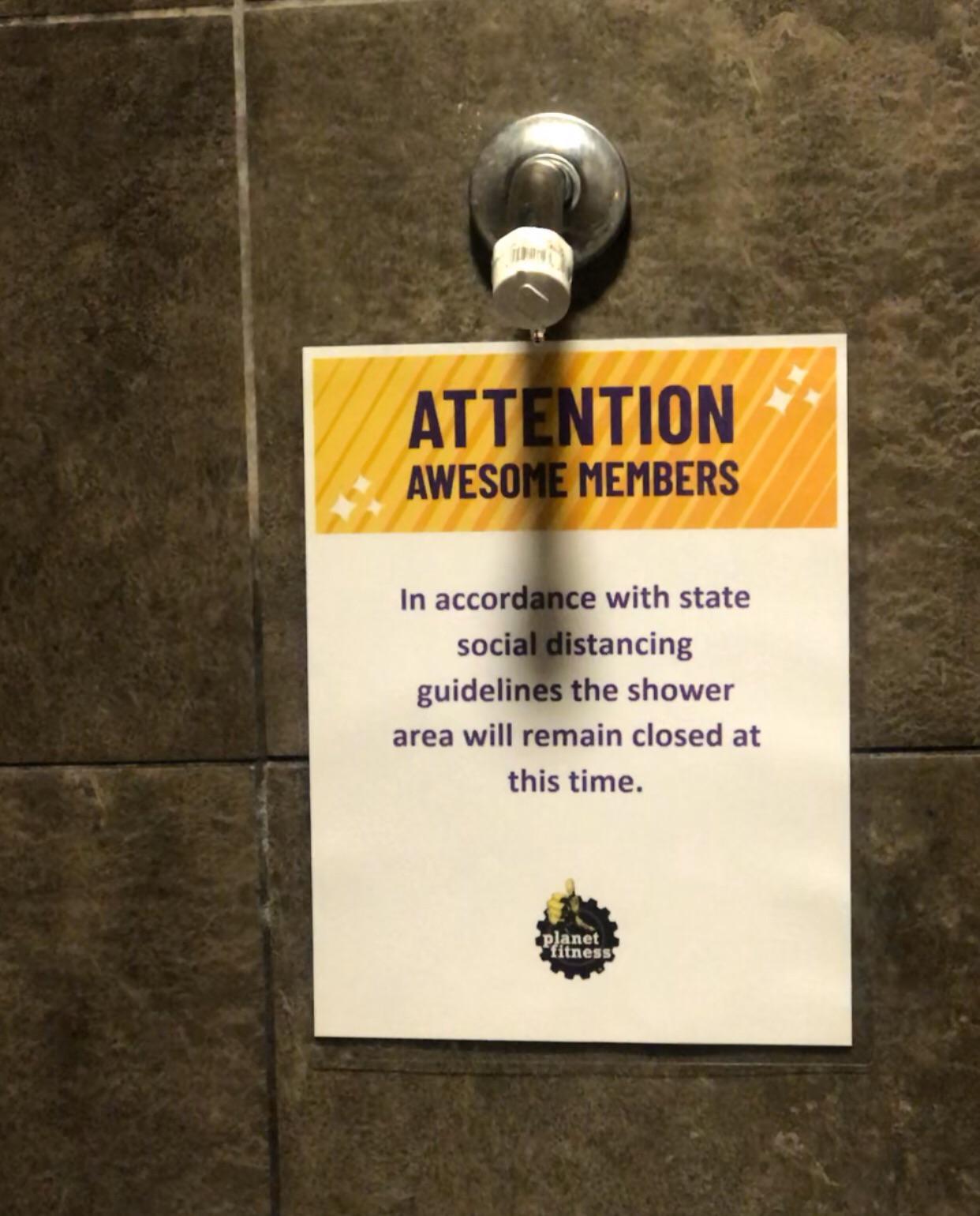 Gym is open but the showers are closed, my nightmare has come true r