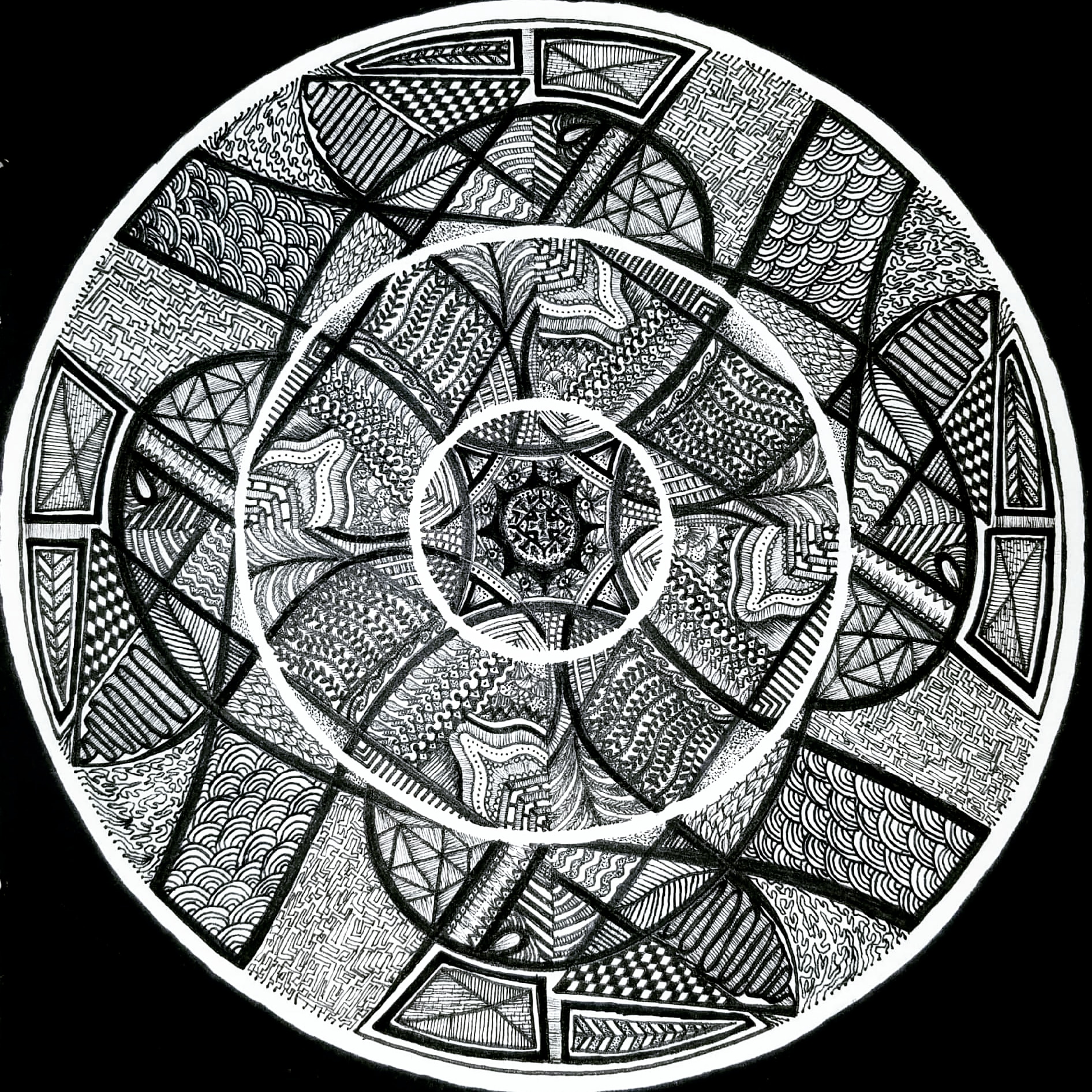 twisted, ink, 5" x 5" r/Art