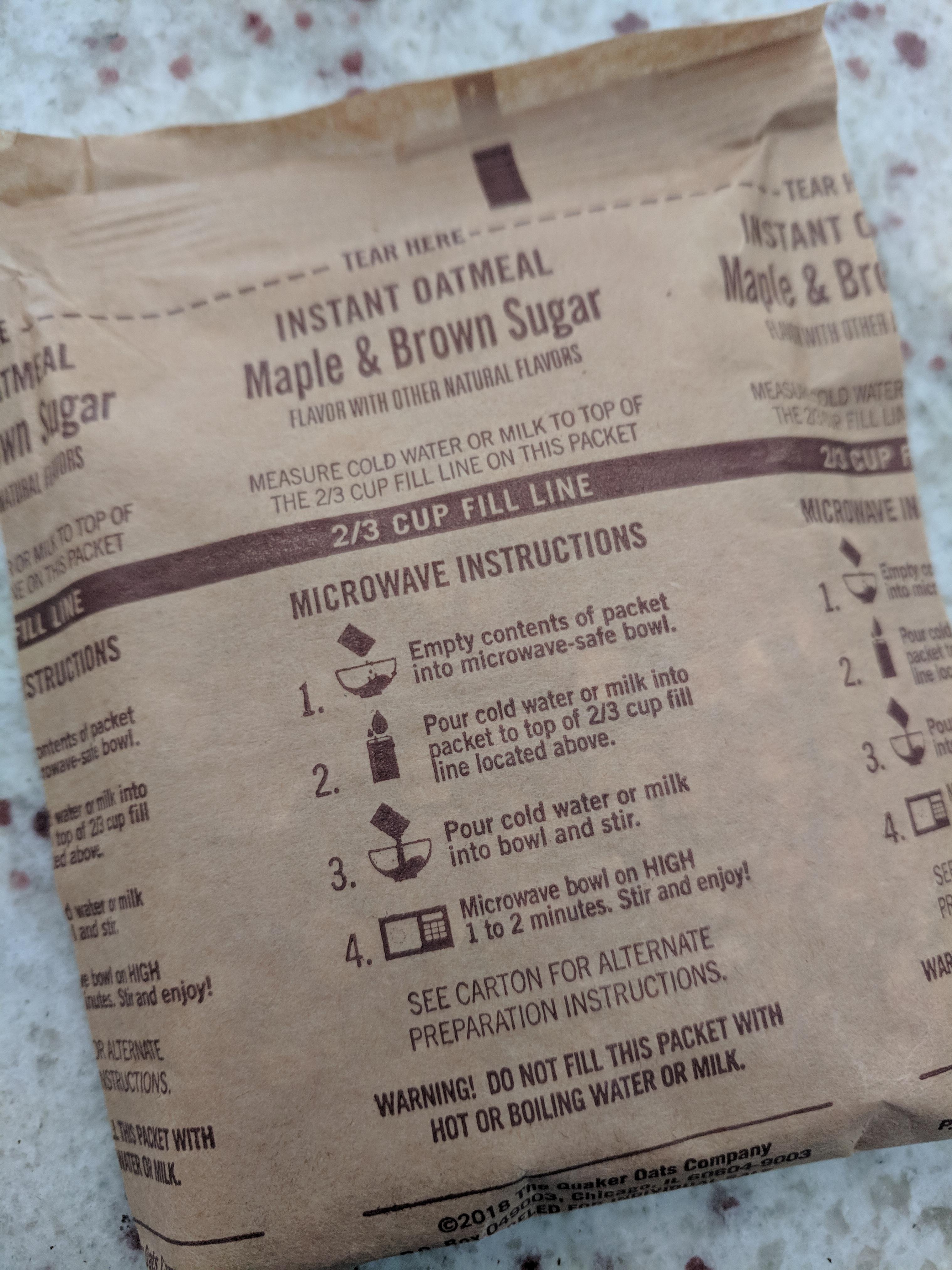 I was today years old when I realized Quaker Instant Oatmeal packets