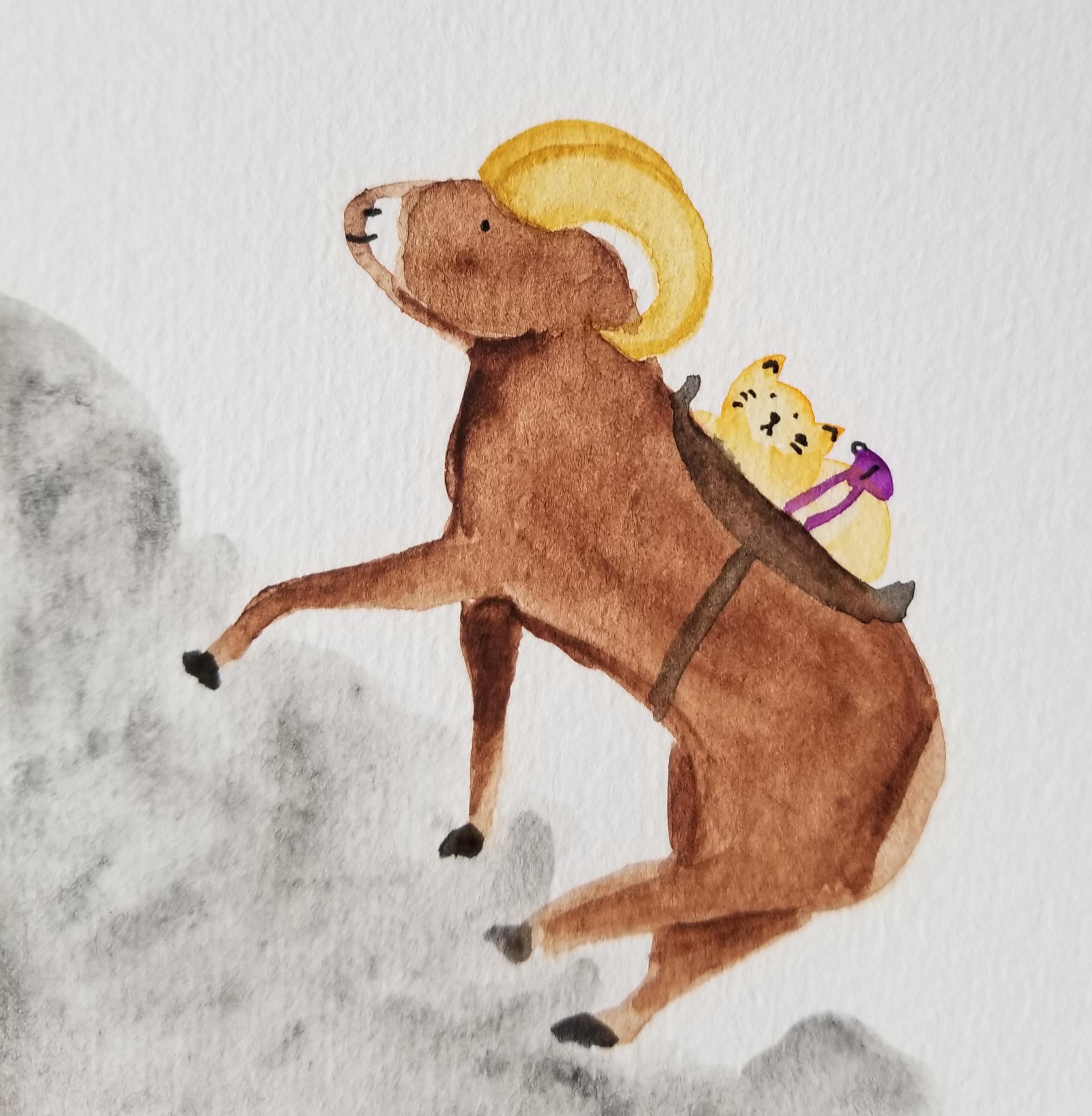 Moxie's mountain climbing with her friend r/minimalcatart