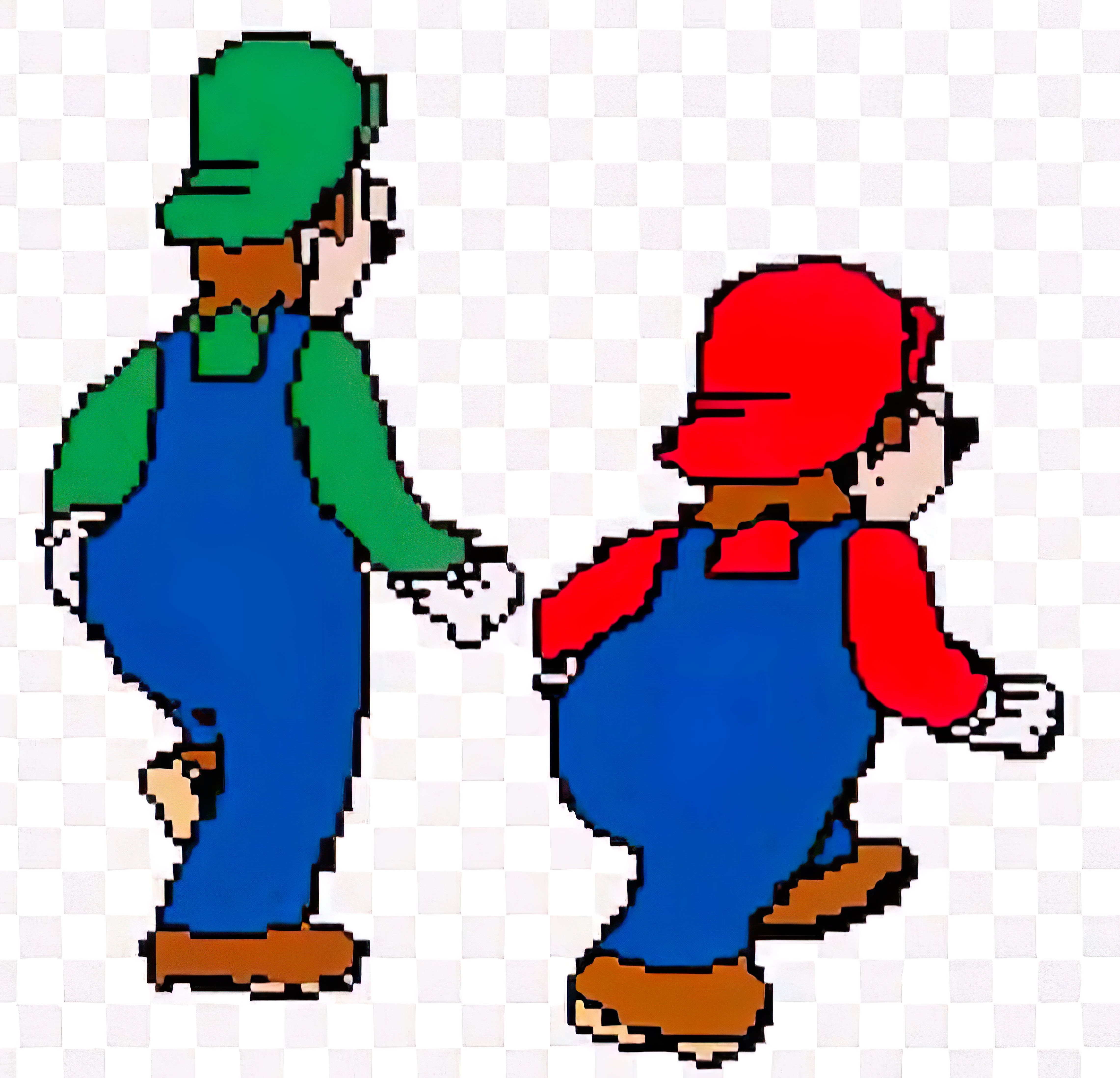 8bit Mario & Luigi entering the Mushroom Kingdom [4564X4392] r/MemeRestoration