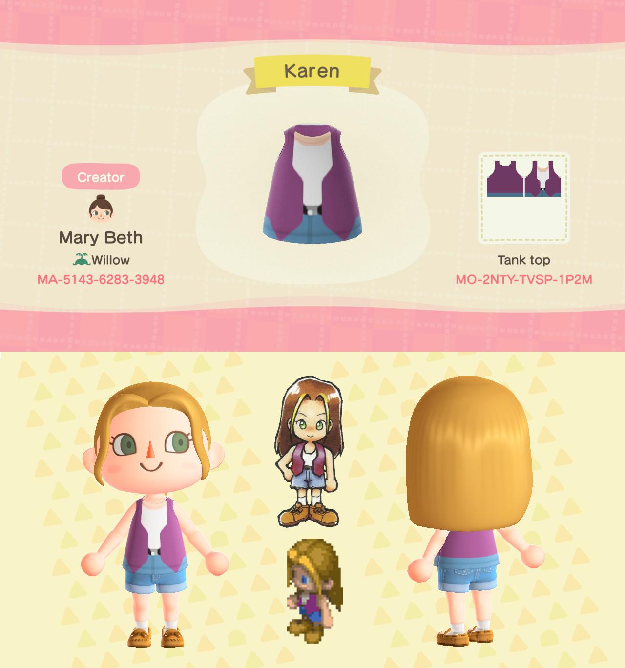 ACNH Harvest Moon Karen Outfit r/harvestmoon