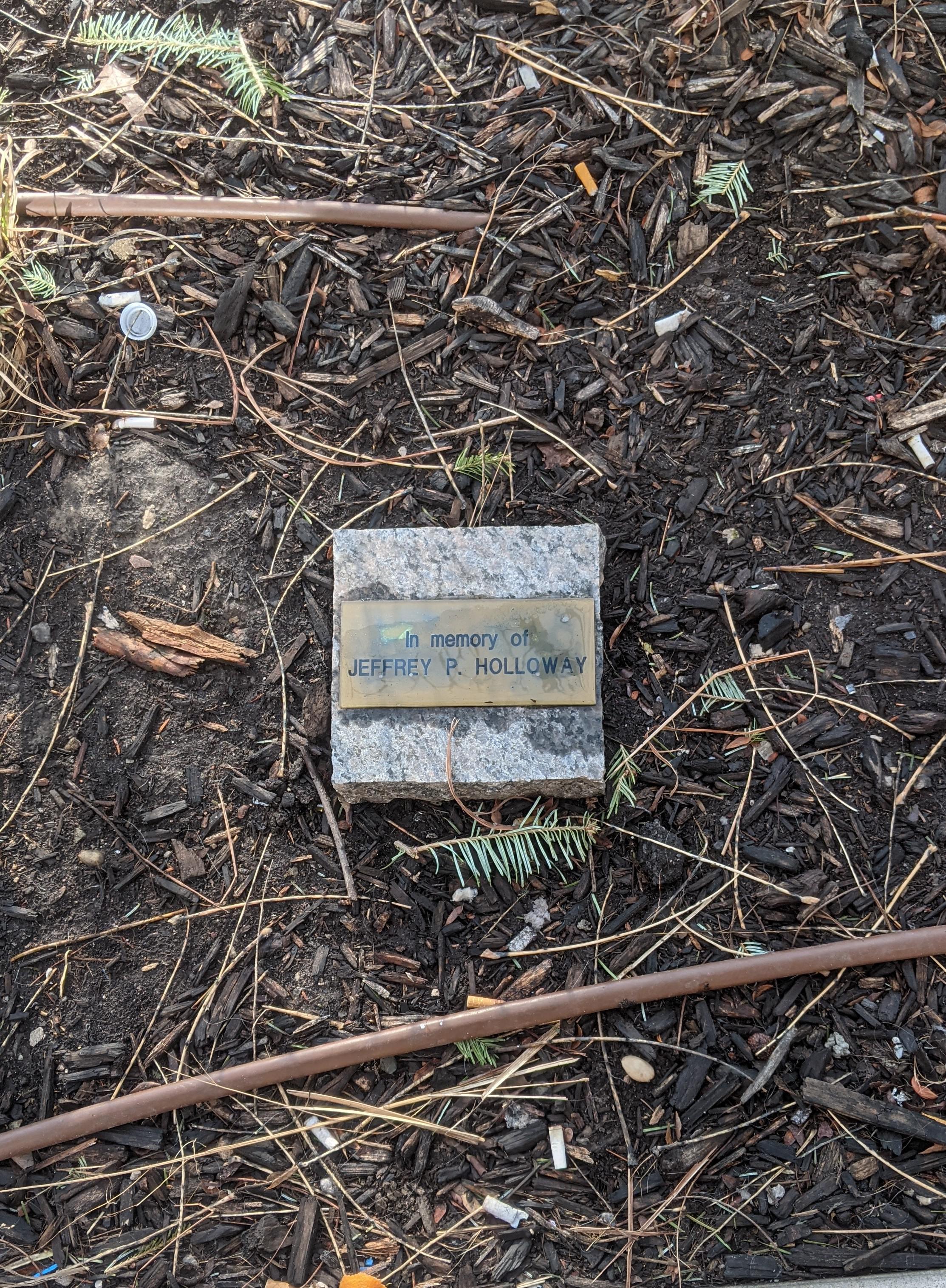 [FOUND] Memorial plaque for Jeffrey P. Holloway on the side of Bloor