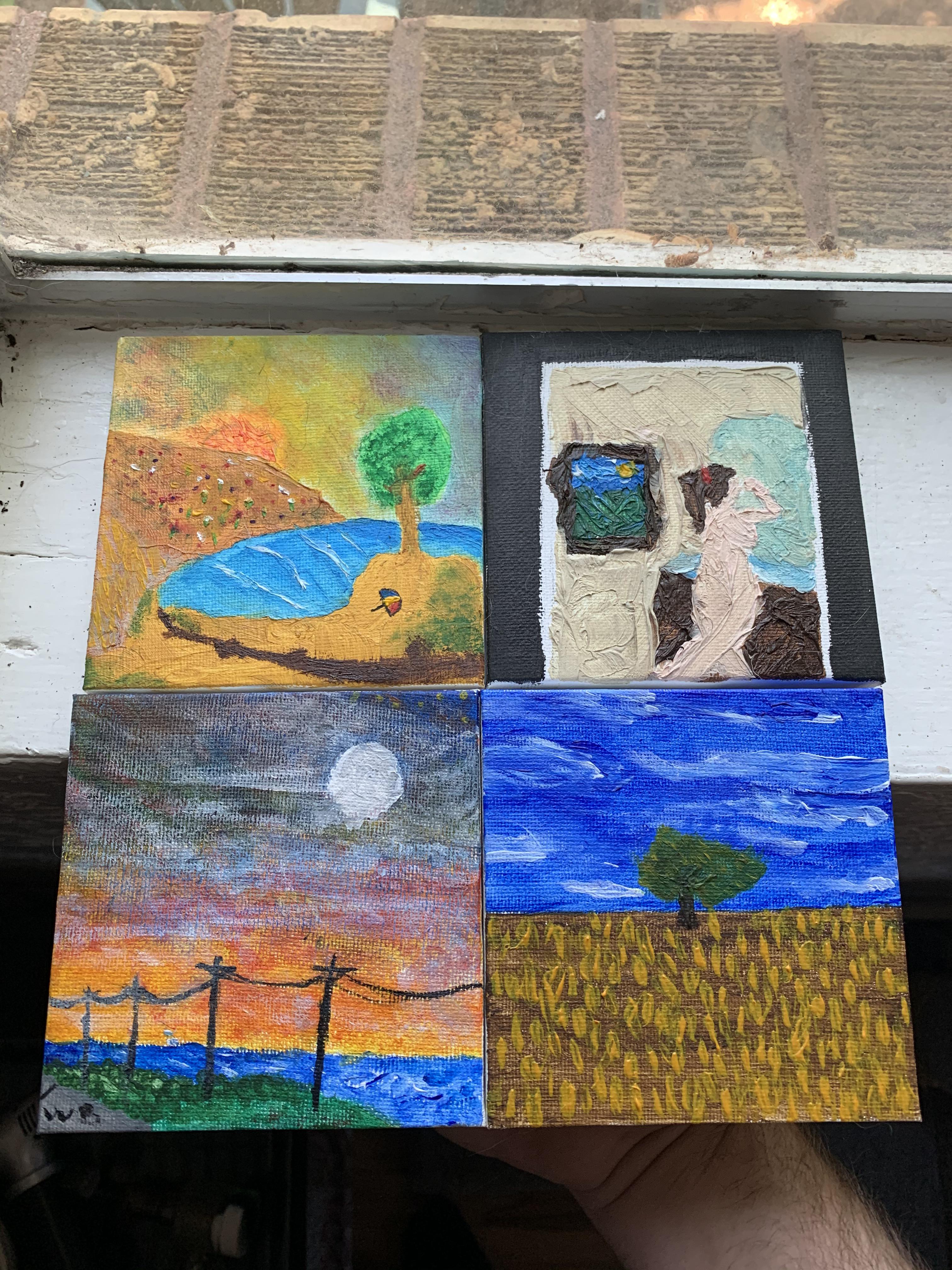 First 4 paintings! Top two are oils! How did I do? r/Paintings