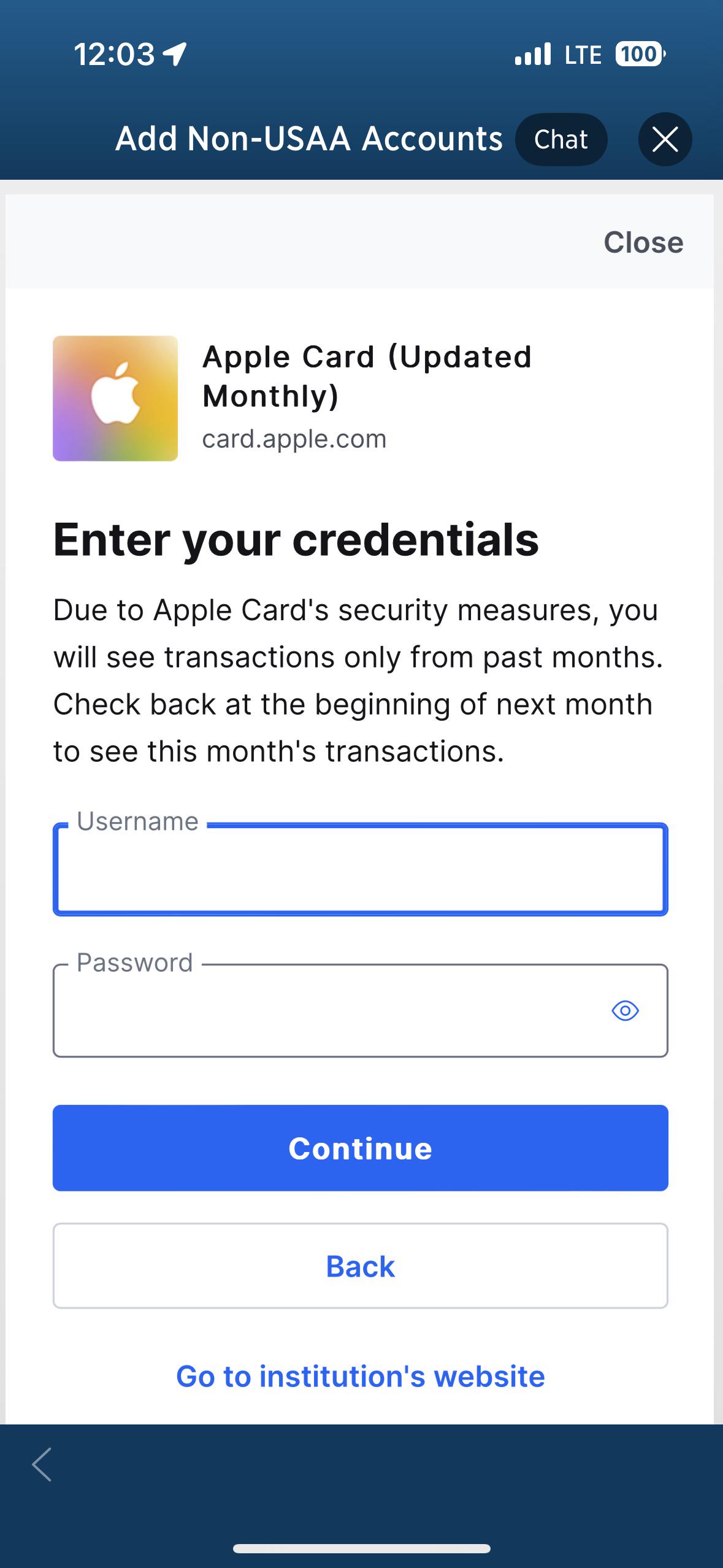 Should I login to my Apple Card account via USAA? r/AppleCard