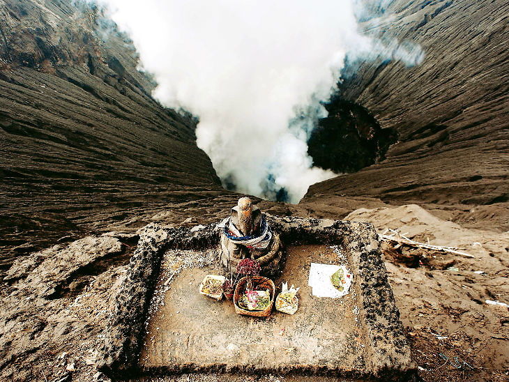 700 years old Lord Ganesha Idol at the top of active volcano Mount