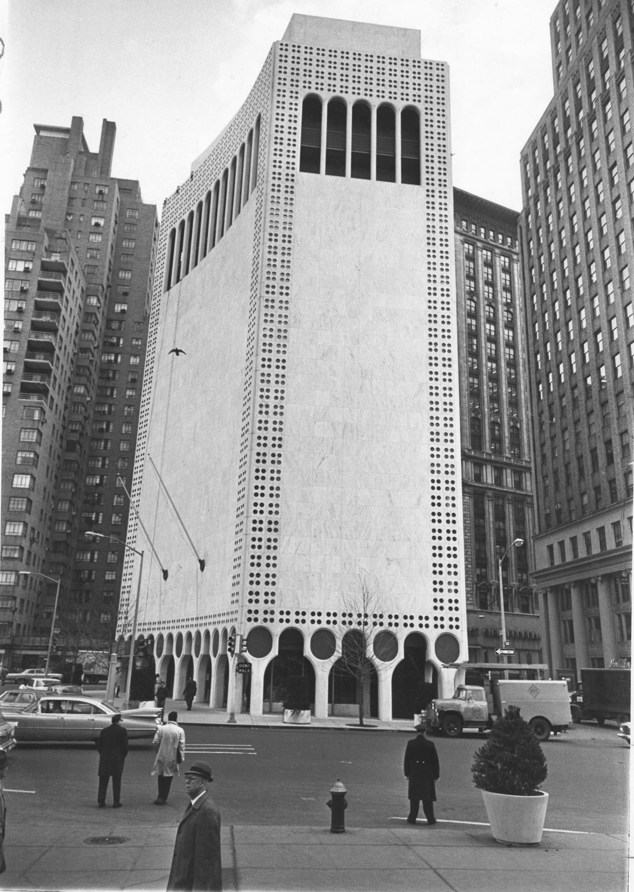 2 Columbus Circle in NYC Designed by Edward Durell Stone, opened in