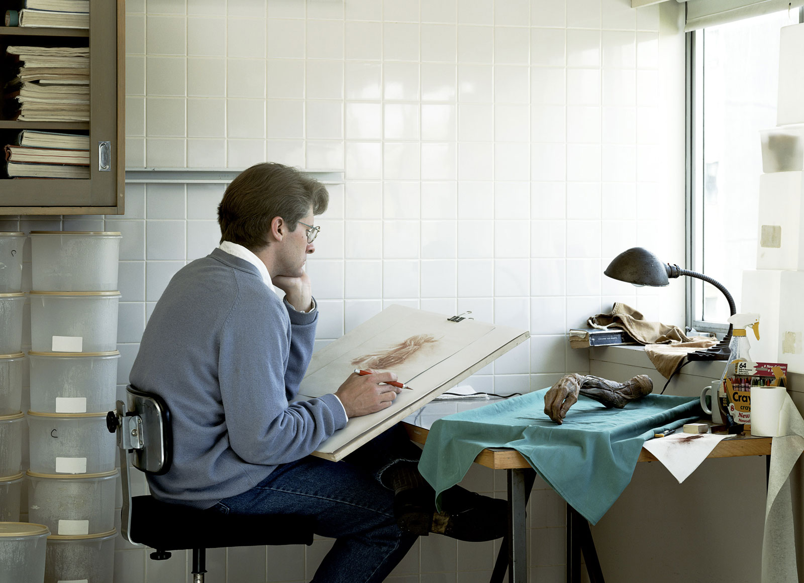 Jeff Wall Adrian Walker, Artist, Drawing from a Specimen in a