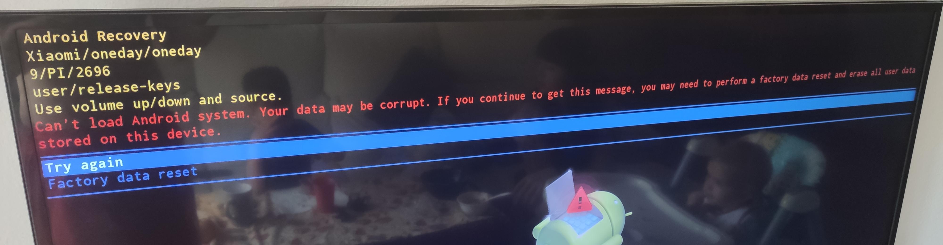 Can't load Android system. Data corrupt error. Stuck there. Any idea