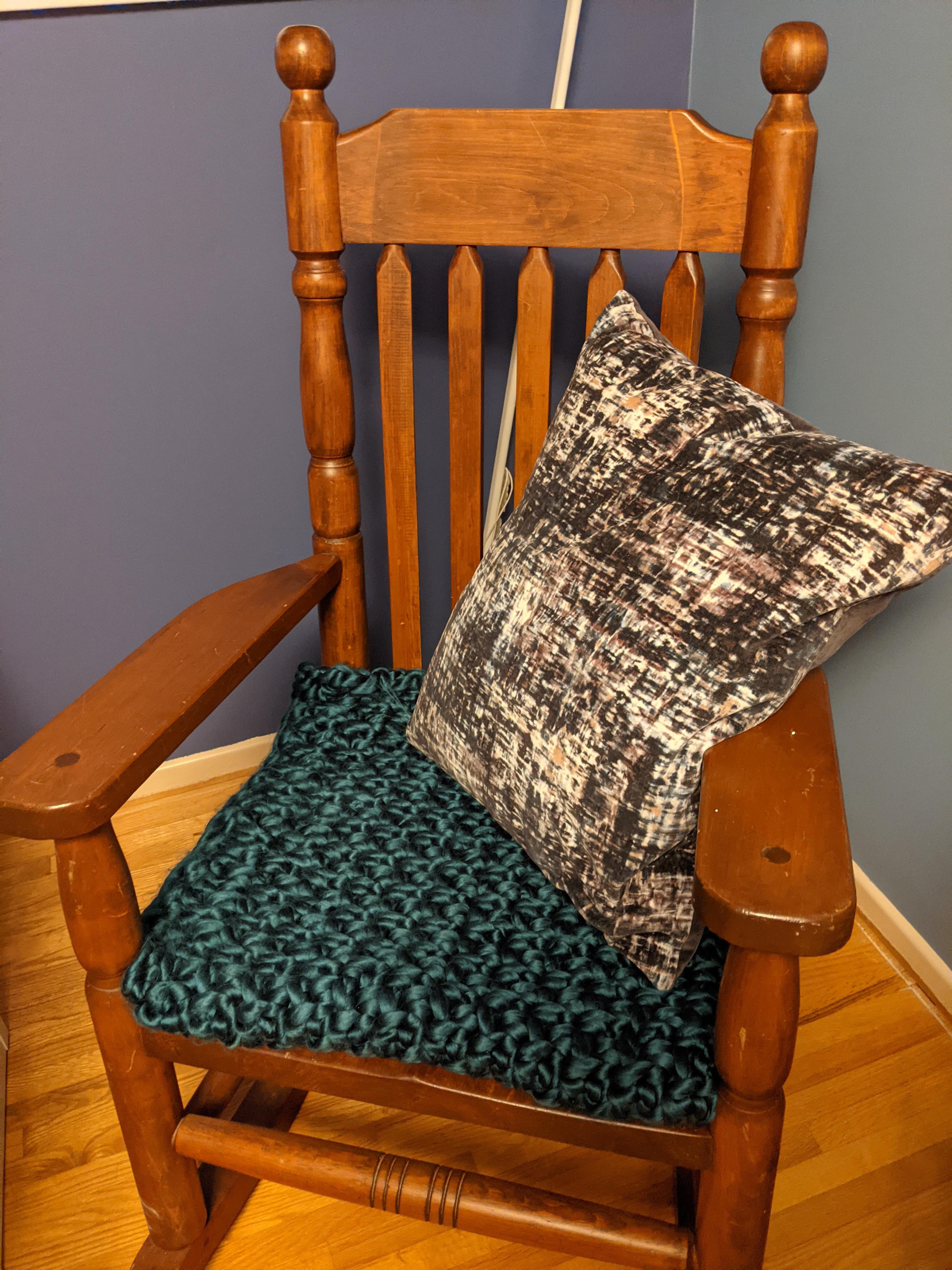 I made a seat cushion/blanket to make an chair way more