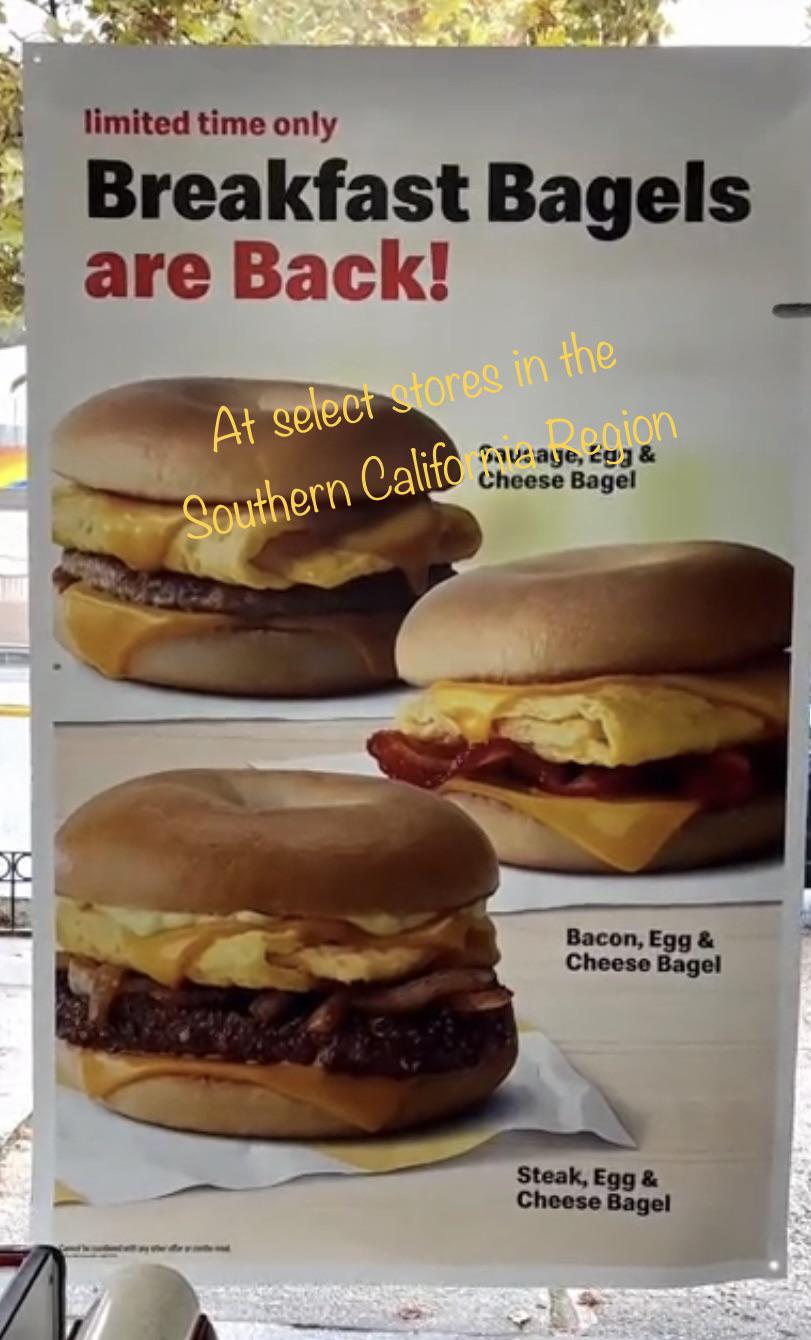 So what locations were lucky to sell the bagel sandwiches in the