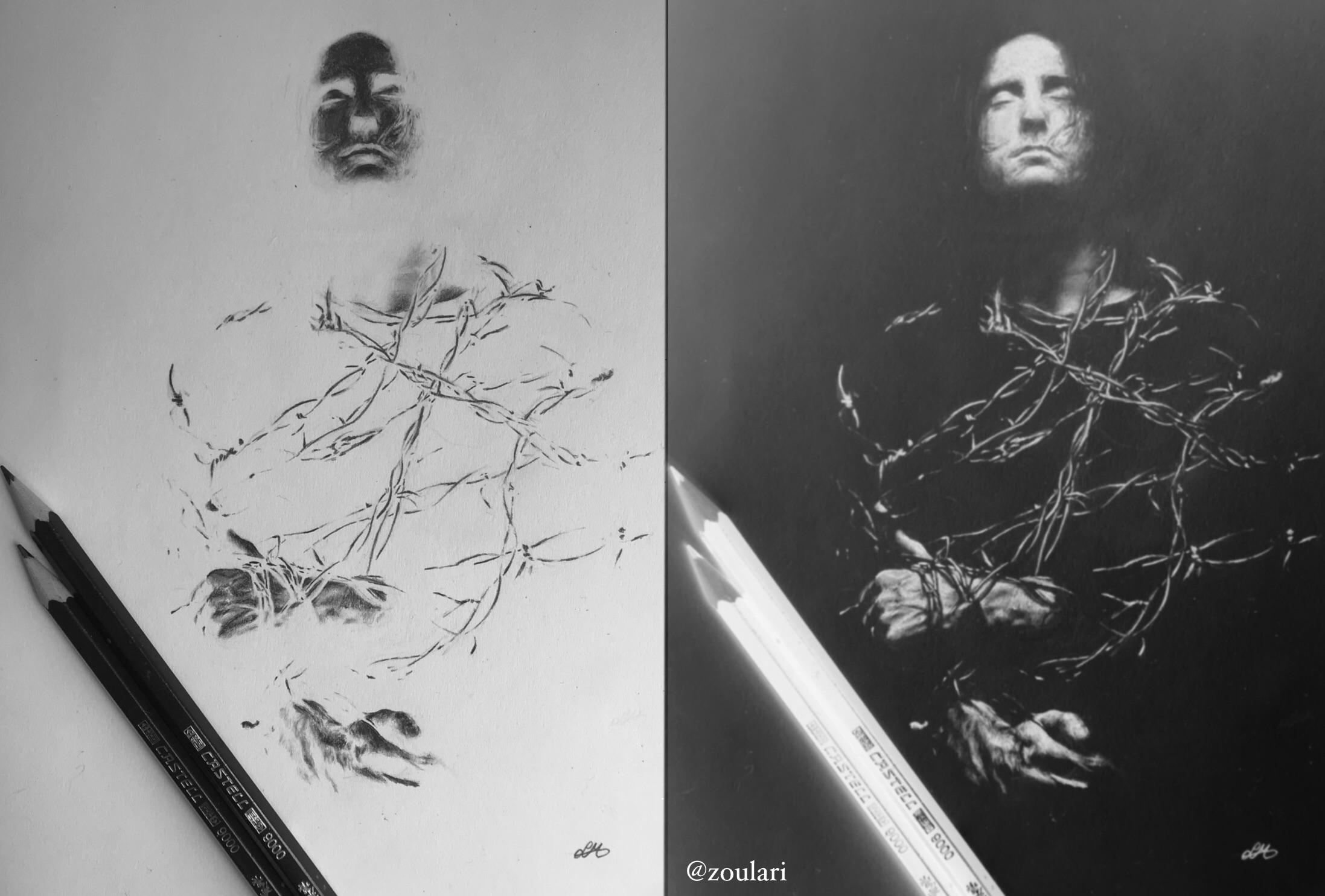 My negative drawing of Trent…(figured it’s a good day to post this) r/nin