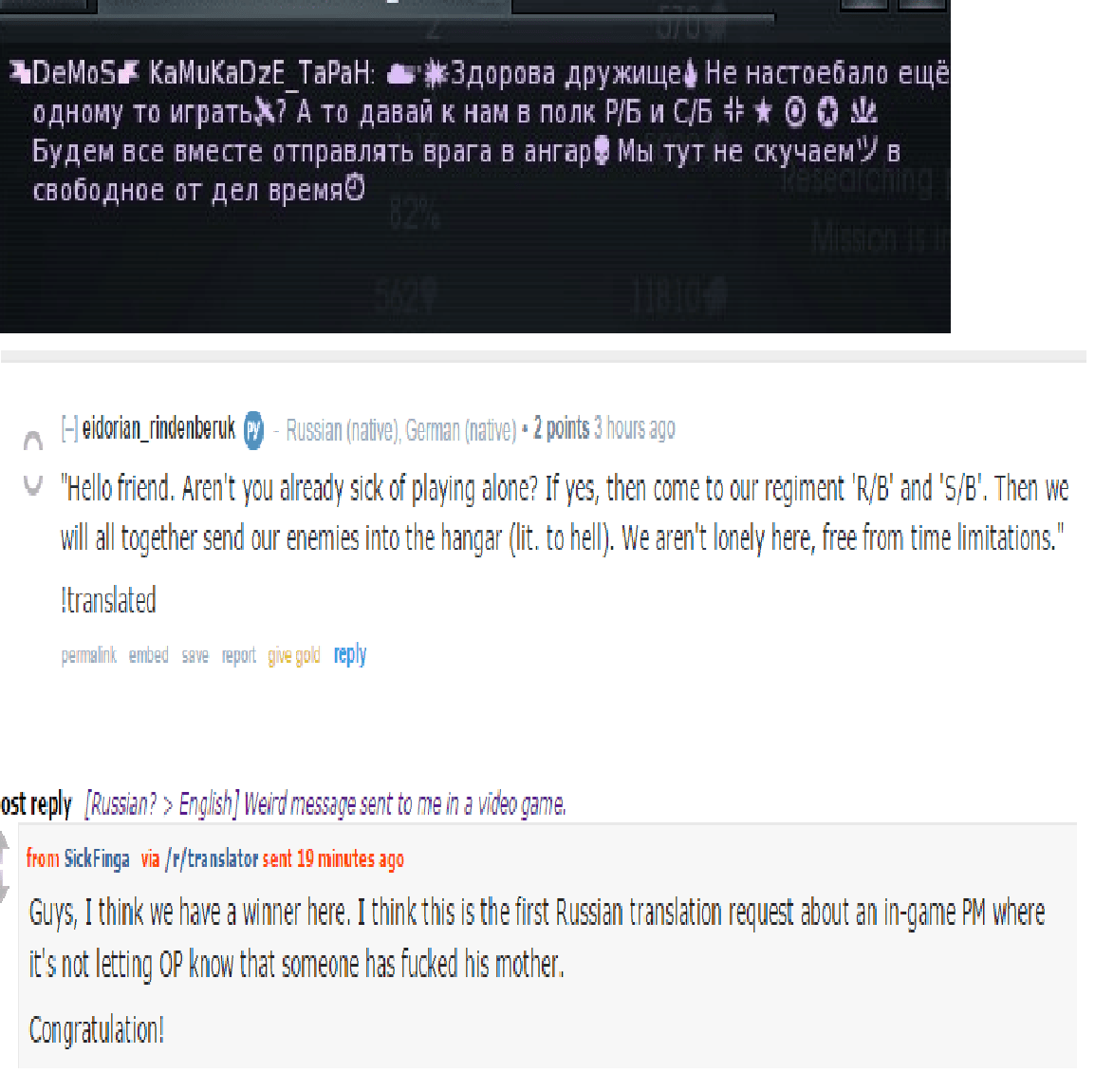 Reddit/r/translate is helpful AND funny. Warthunder