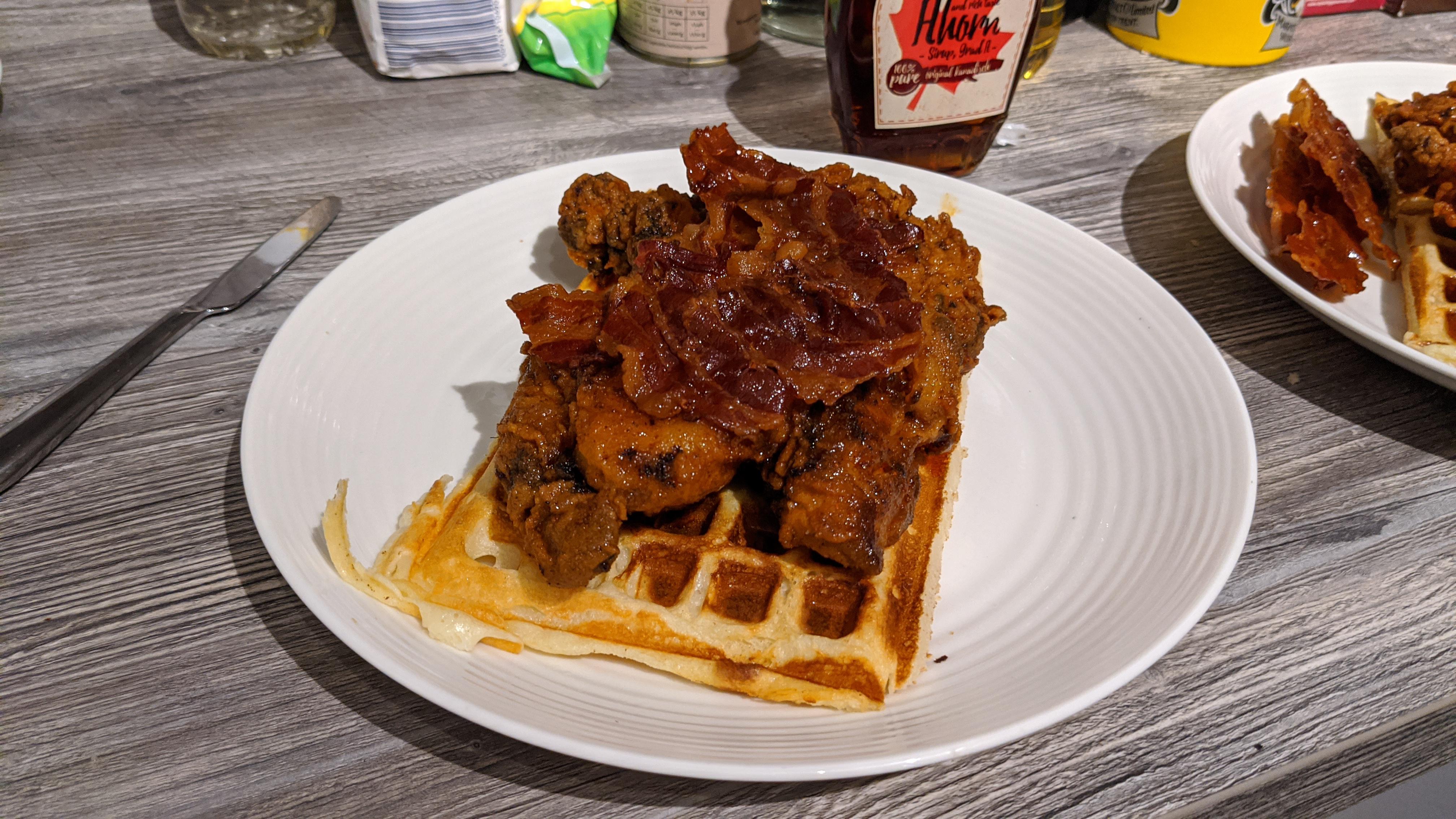 I made Nashville hot chicken and waffles r/samthecookingguy