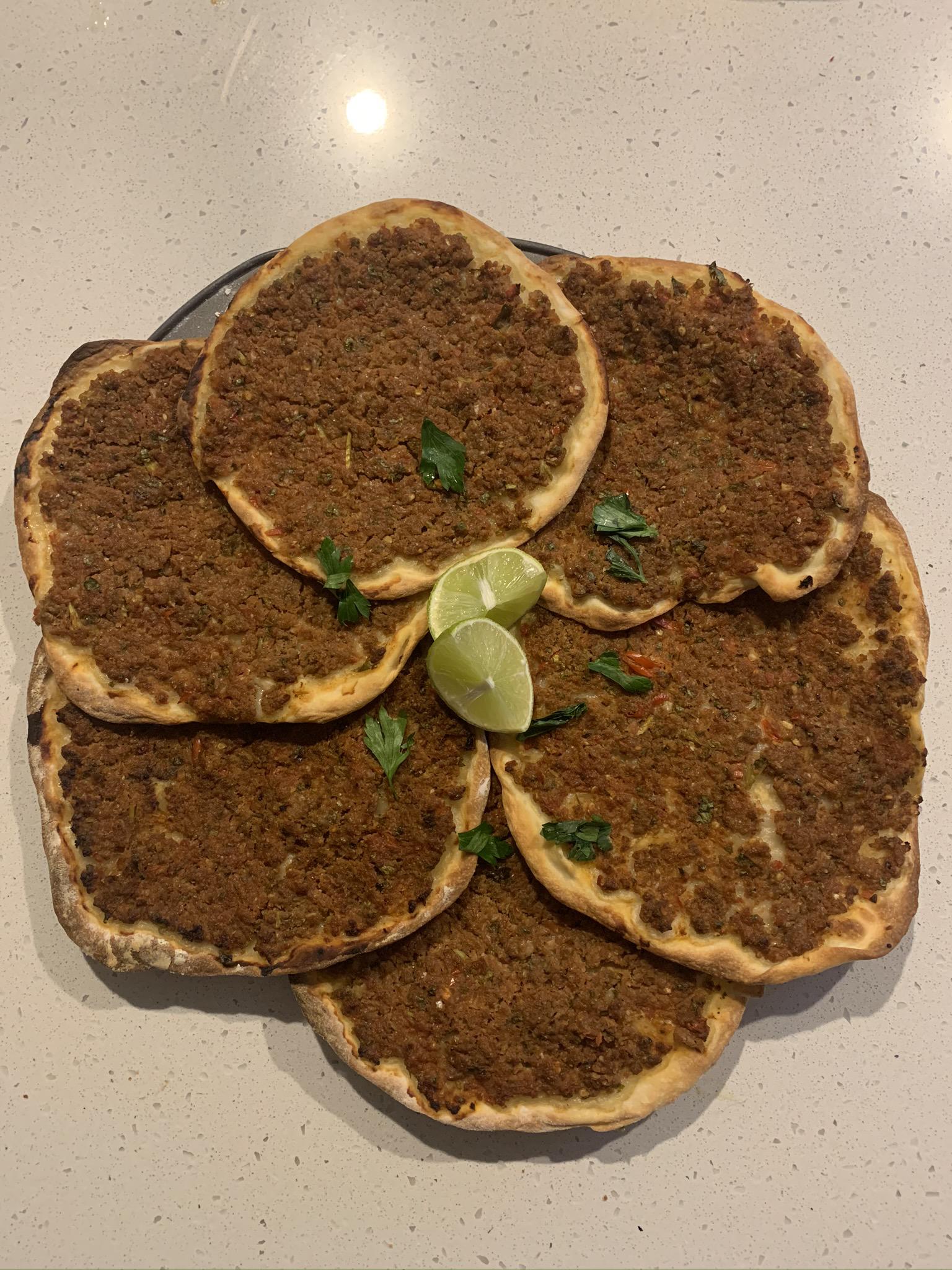 [Homemade] Lebanese meat pizza r/food