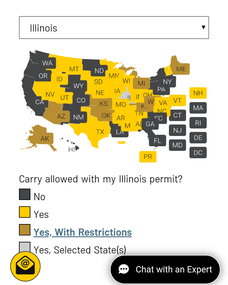 Map showing conceal carry ability across state lines mapgore