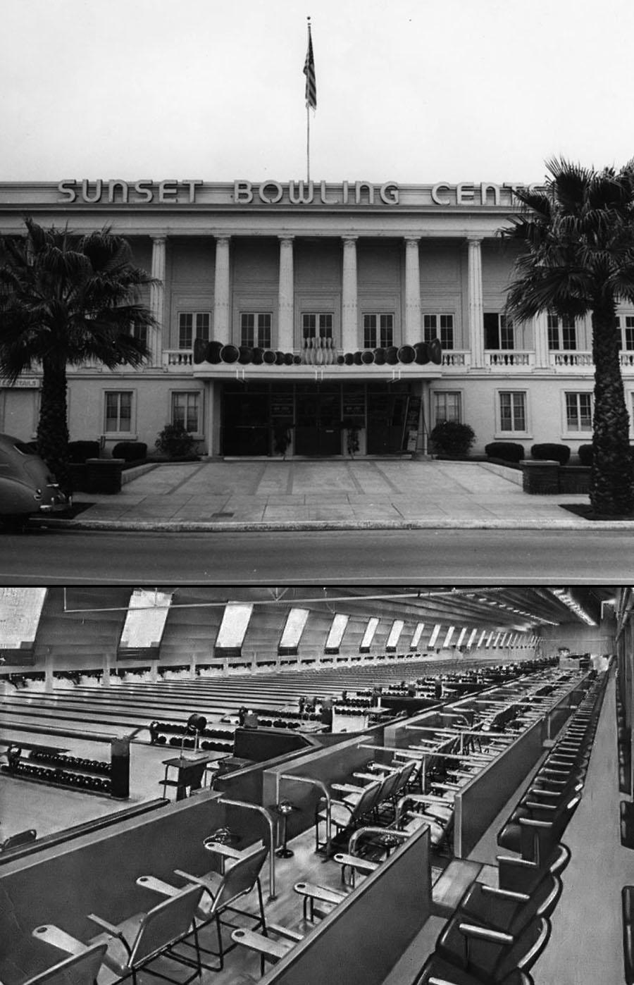 Sunset Bowling (5800 Sunset Blvd) circa 1940. The 52lane bowling alley