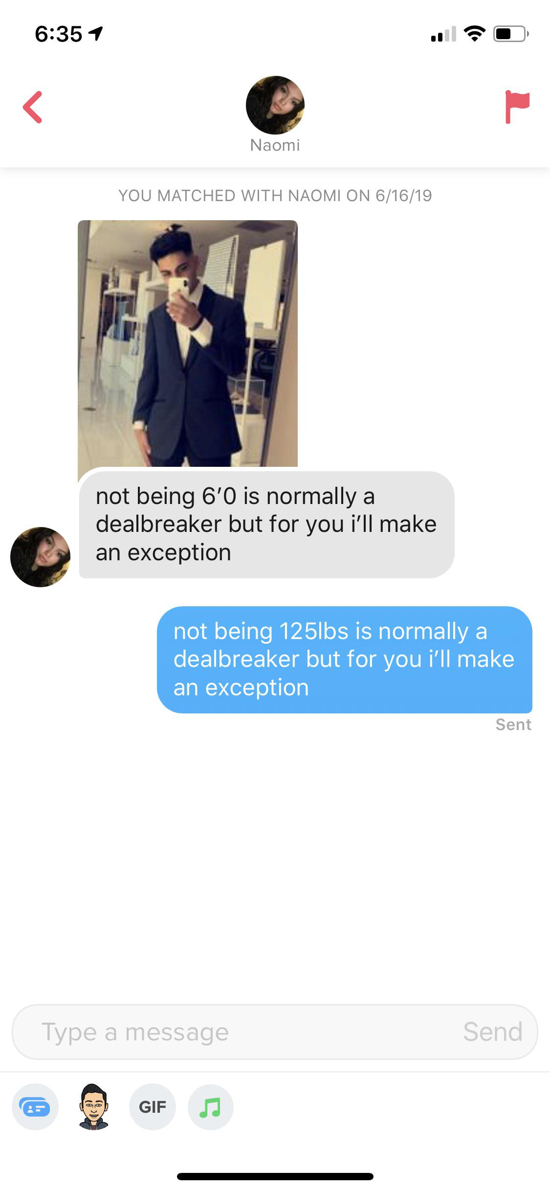doing it for all my under 6’0 guys out there r/Tinder