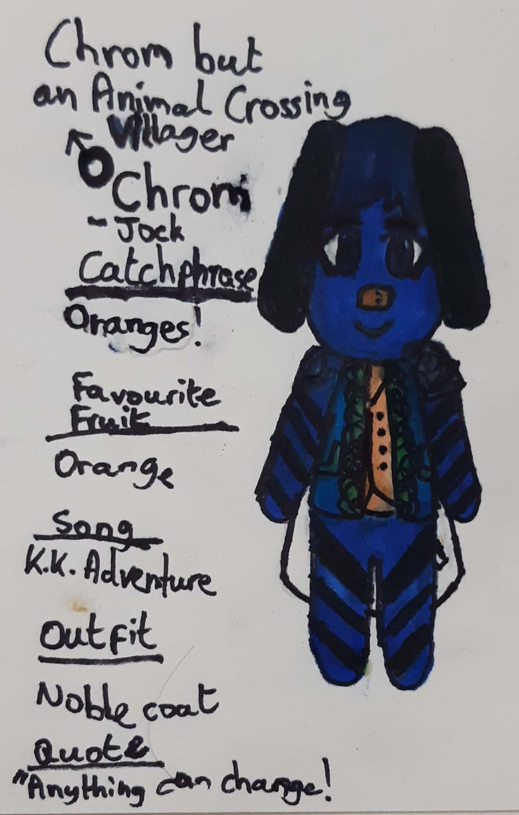 For Chrom's birthday, I drew Chrom as an Animal Crossing villager