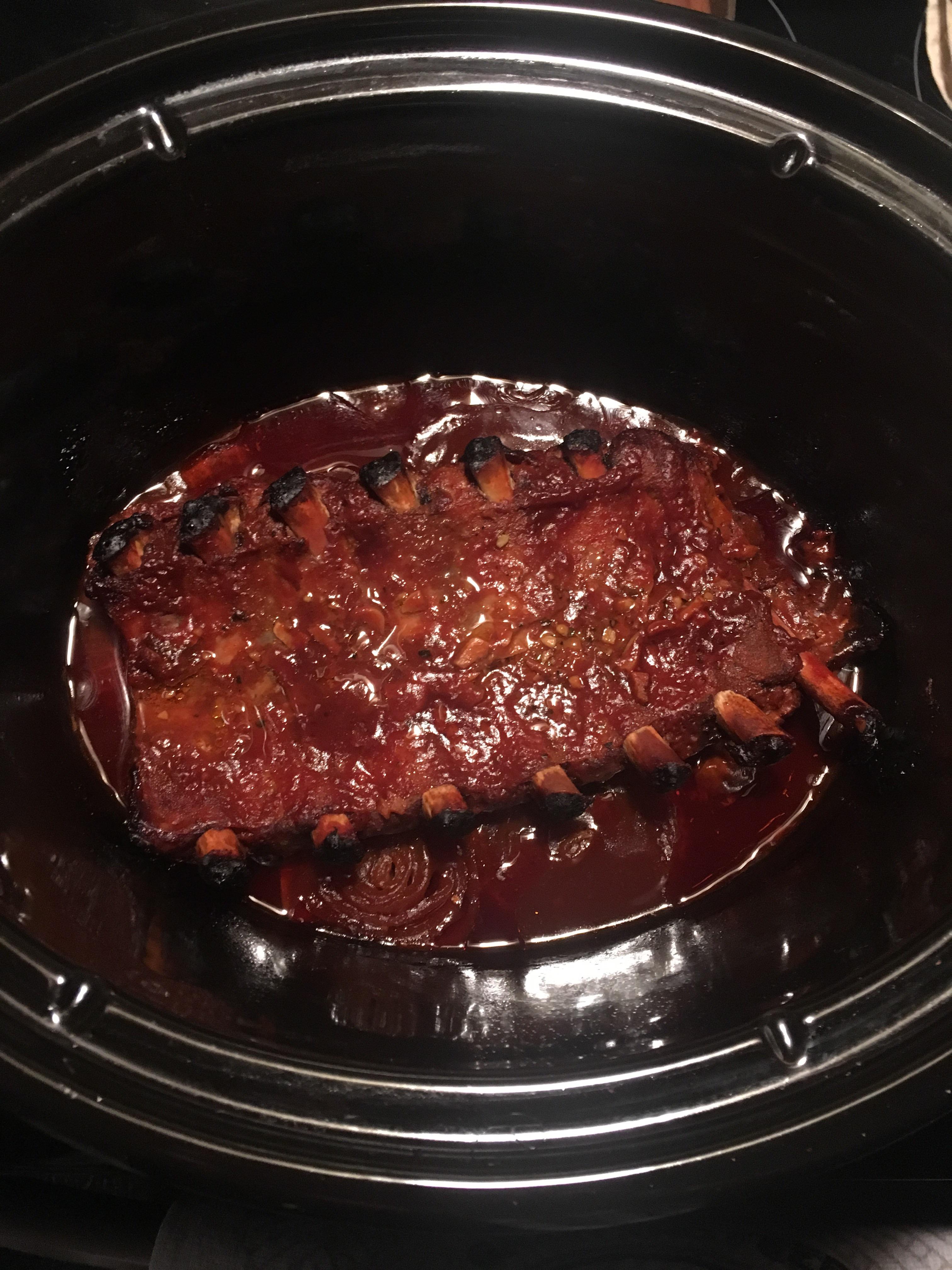 Pork ribs. My first real try at slow cooking. Turned out so juicy. r