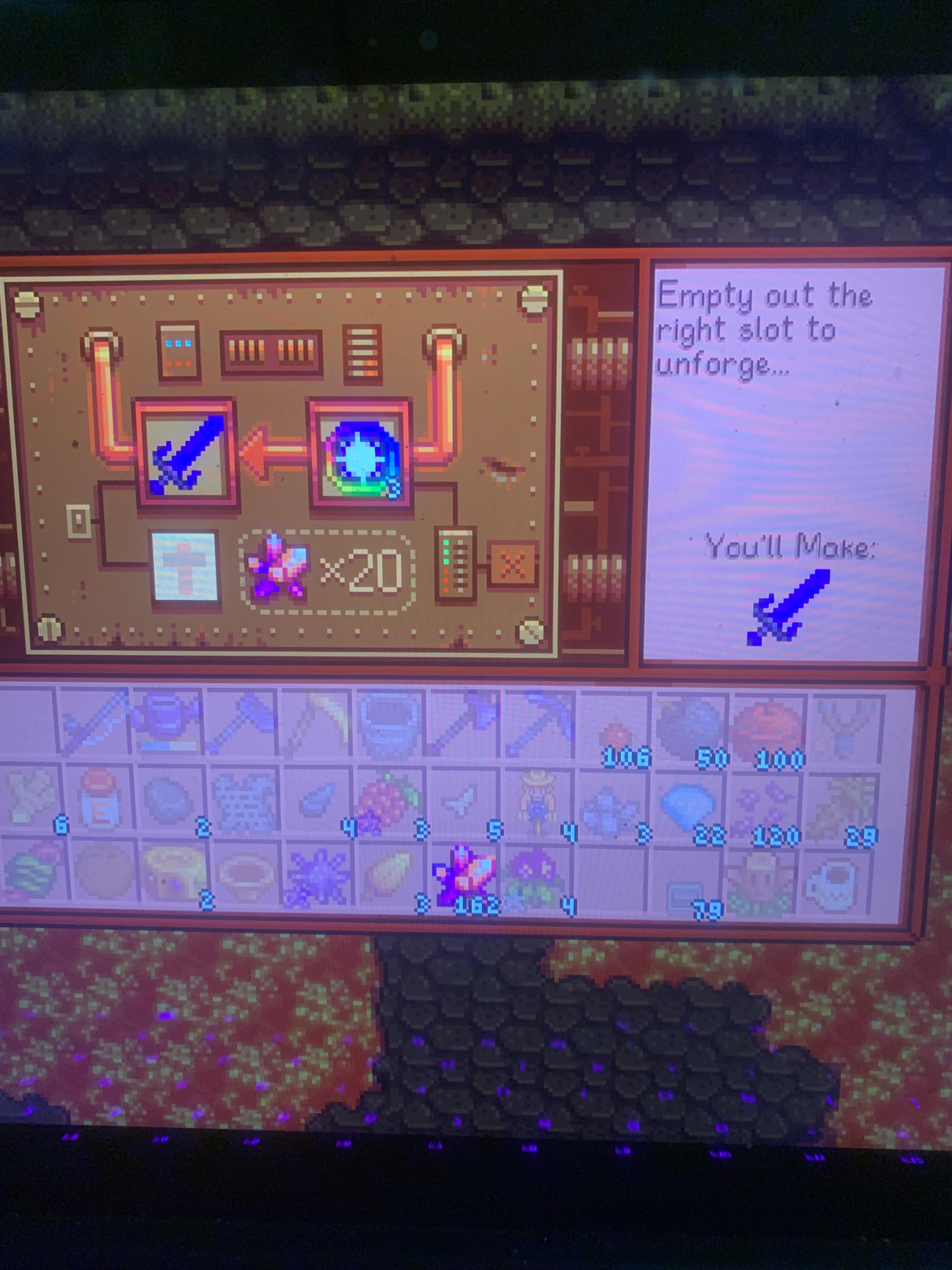 Is this a glitch? I thought it required 60 to make infinity sword? I’m