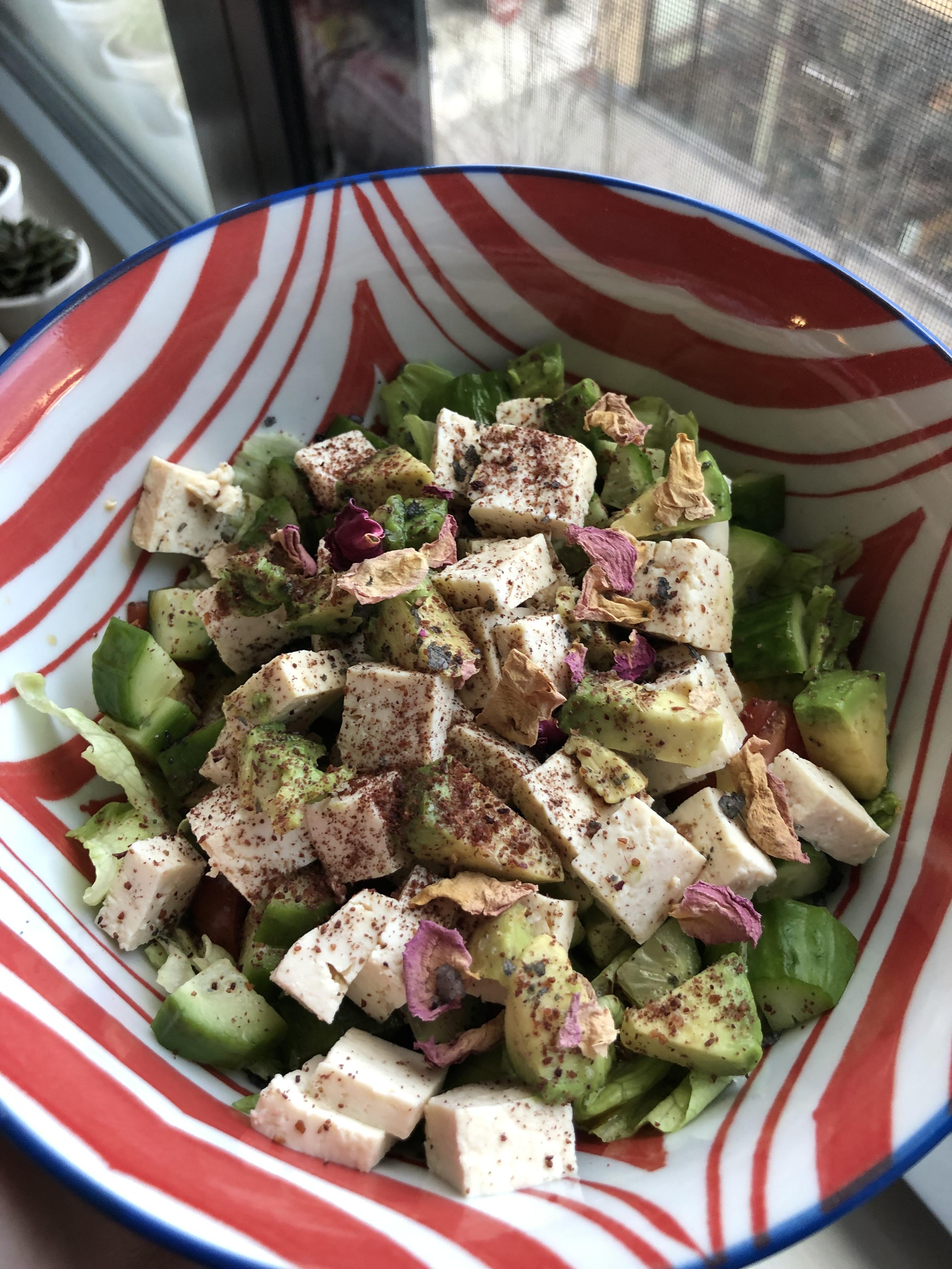Fresh citrusy tofu veggie salad [156 calories, vegan] r/1200isplenty