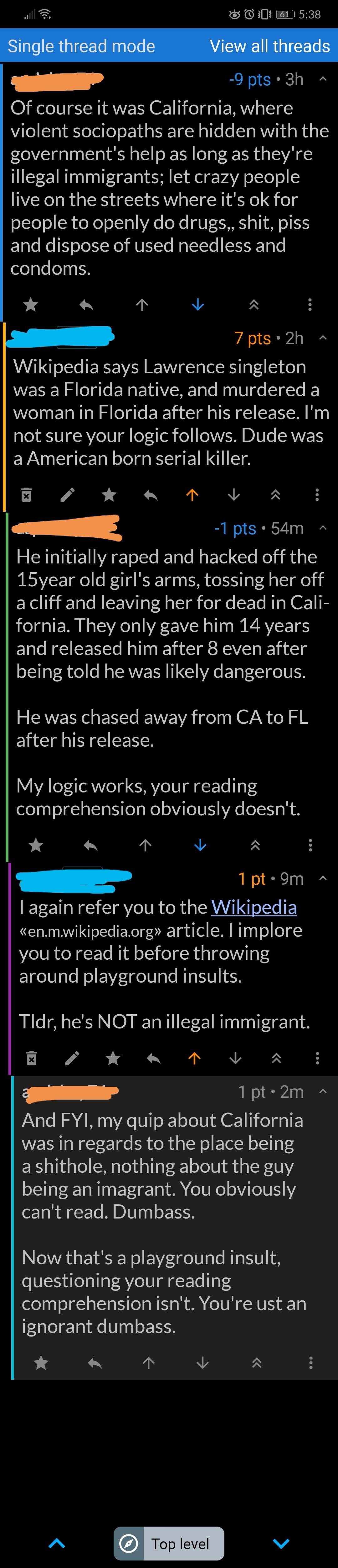 He tried to argue that serial killer Lawrence Singleton was an illegal