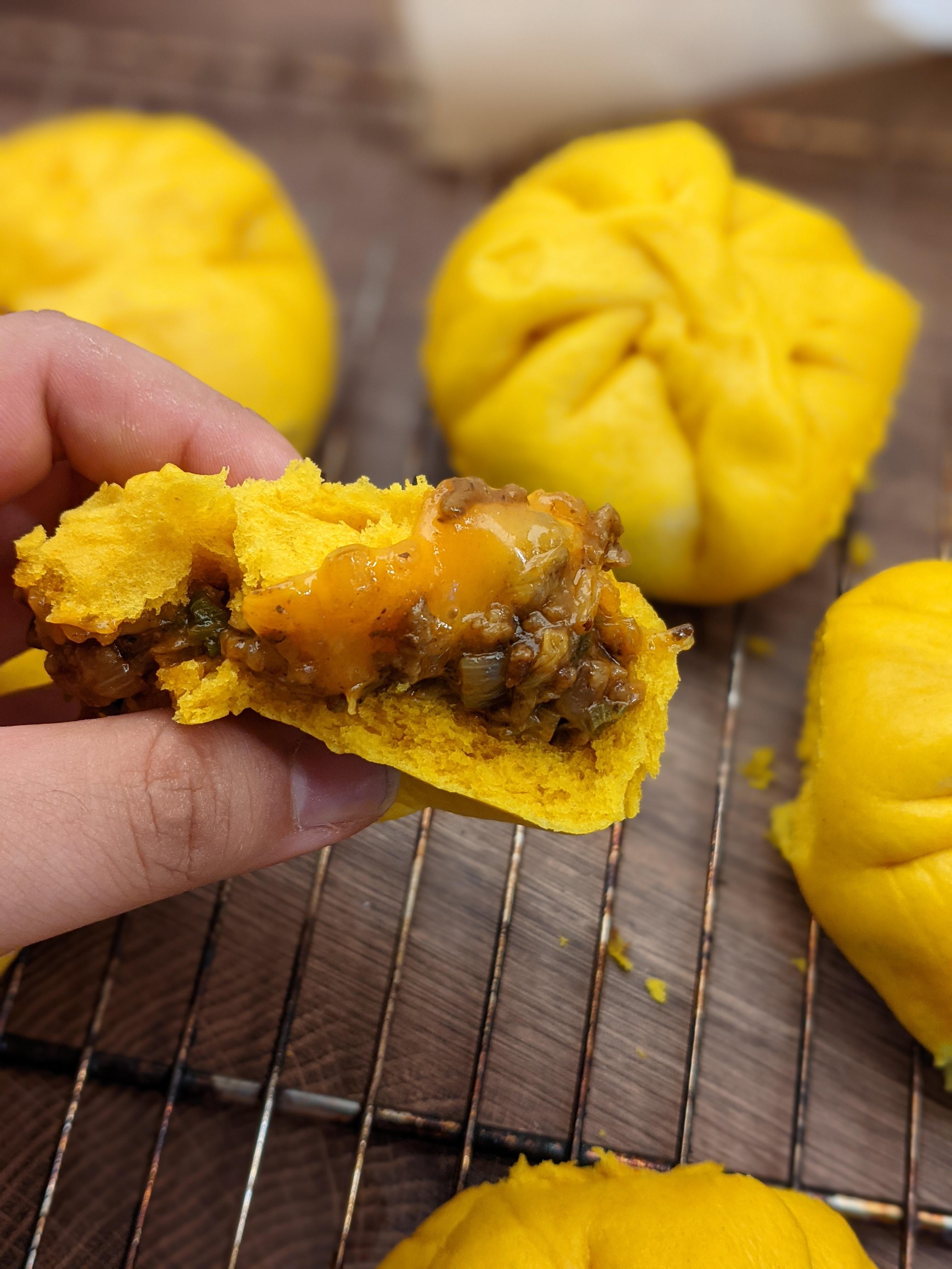 [Homemade] Kareman Japanese steamed buns with beef curry r/food
