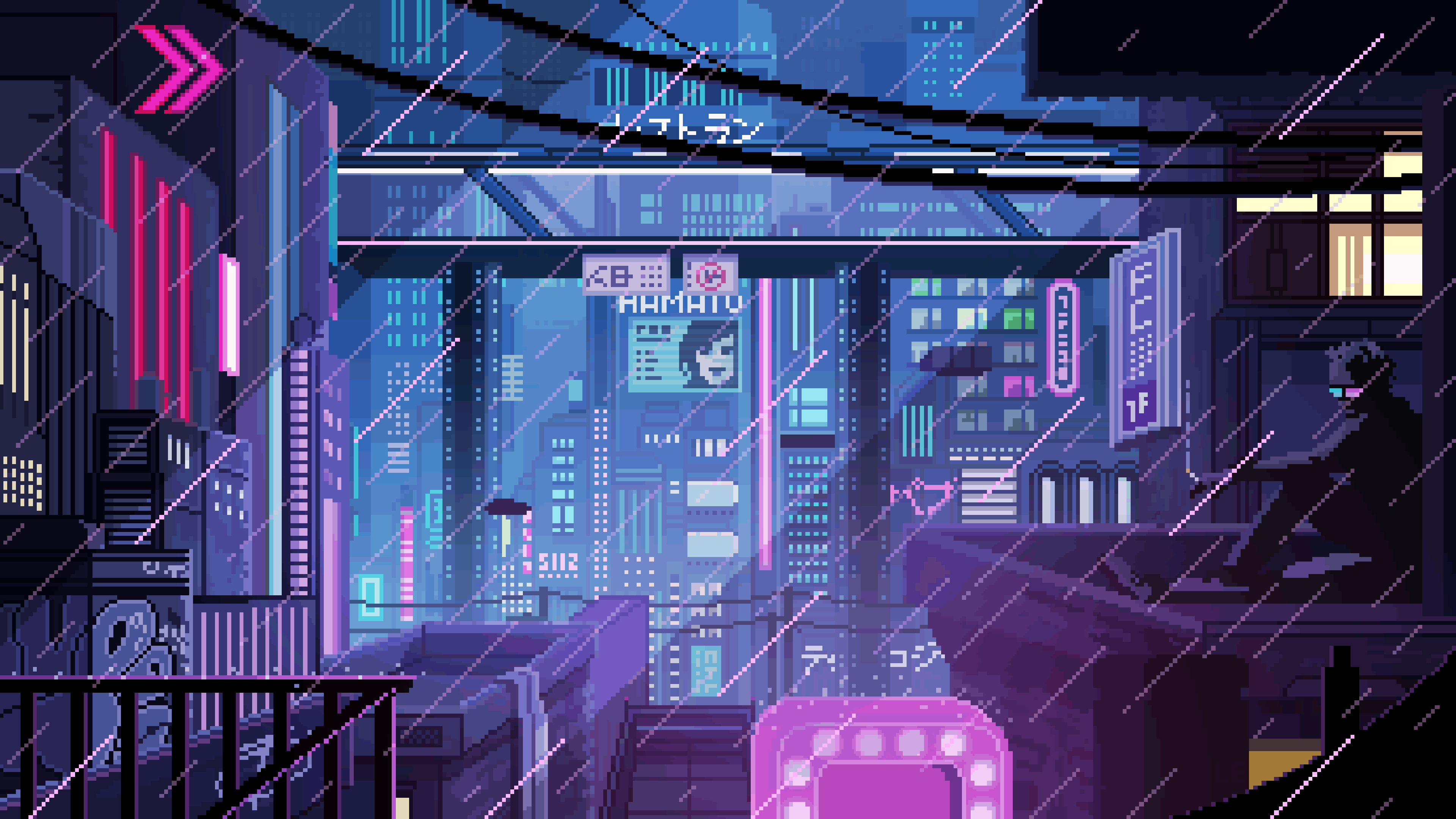[3840x2160] Pixel Cyberpunk by VirtuaVerse artist Valenberg r/wallpaper