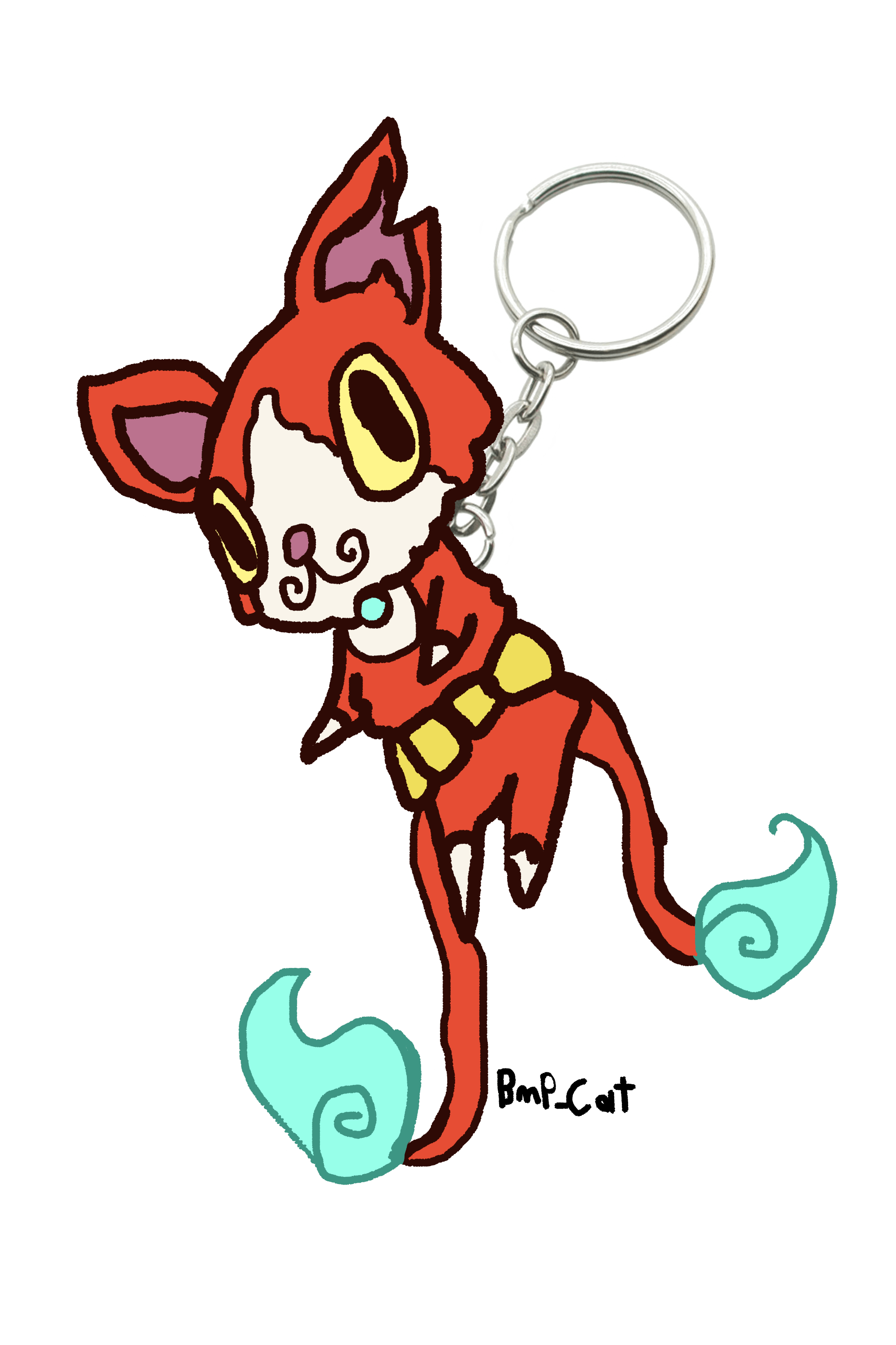 I thought about jibanyan on a keychain so I drew jibanyan on a keychain