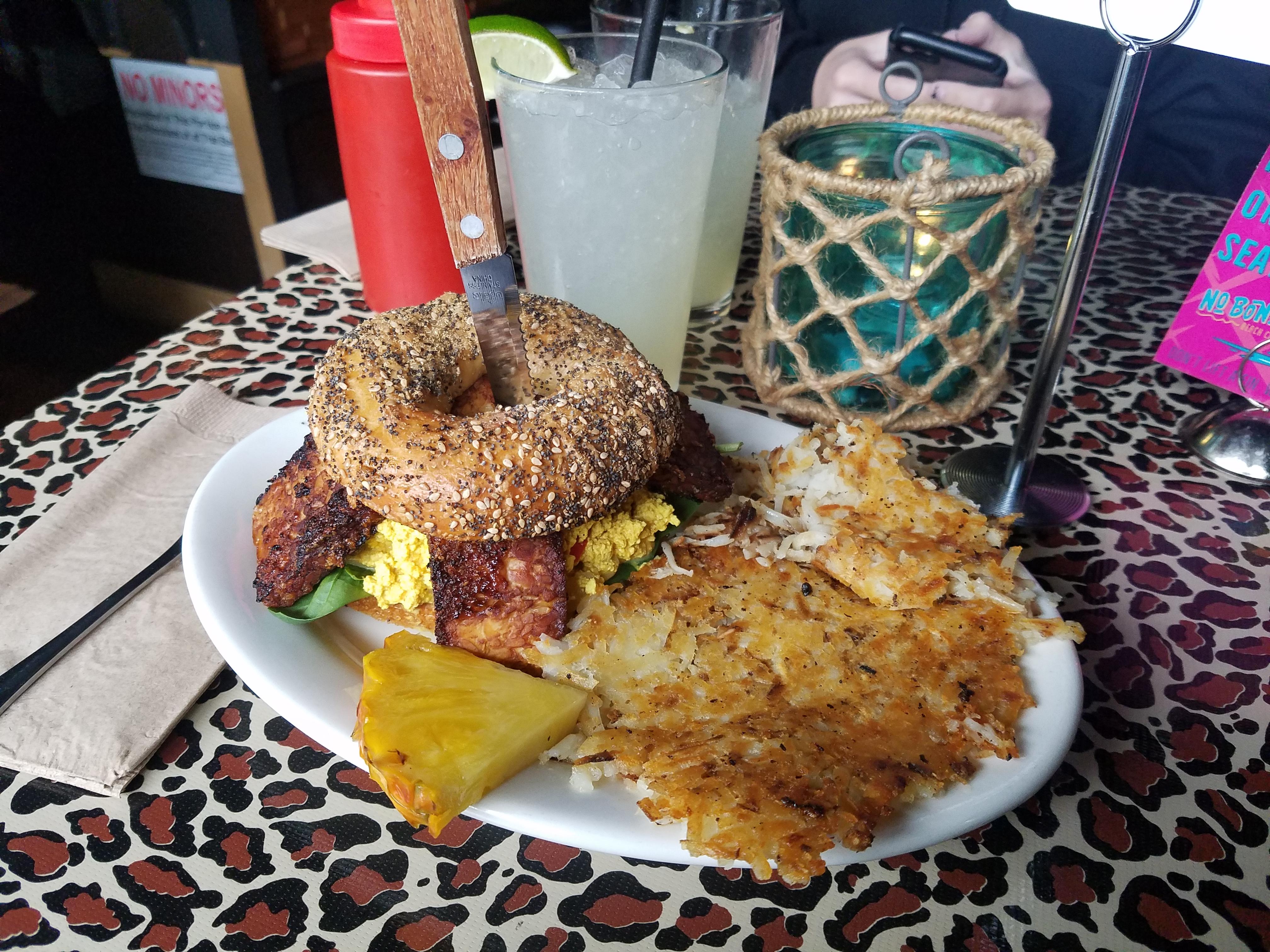 The Big Kahuna Bagel from No Bones Beach Club in Portland, Oregon r/vegan