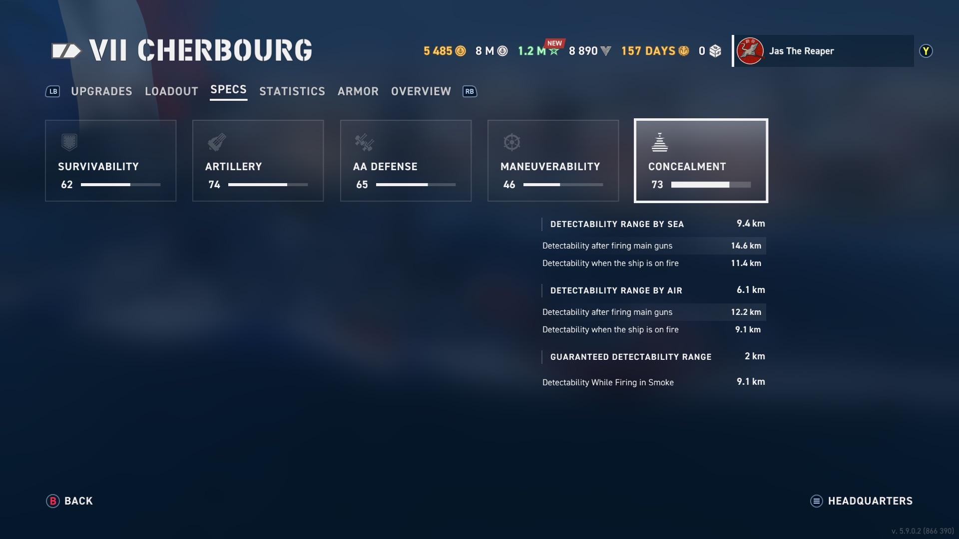 You can get Cherbourg’s Concealment really low r/WoWs_Legends